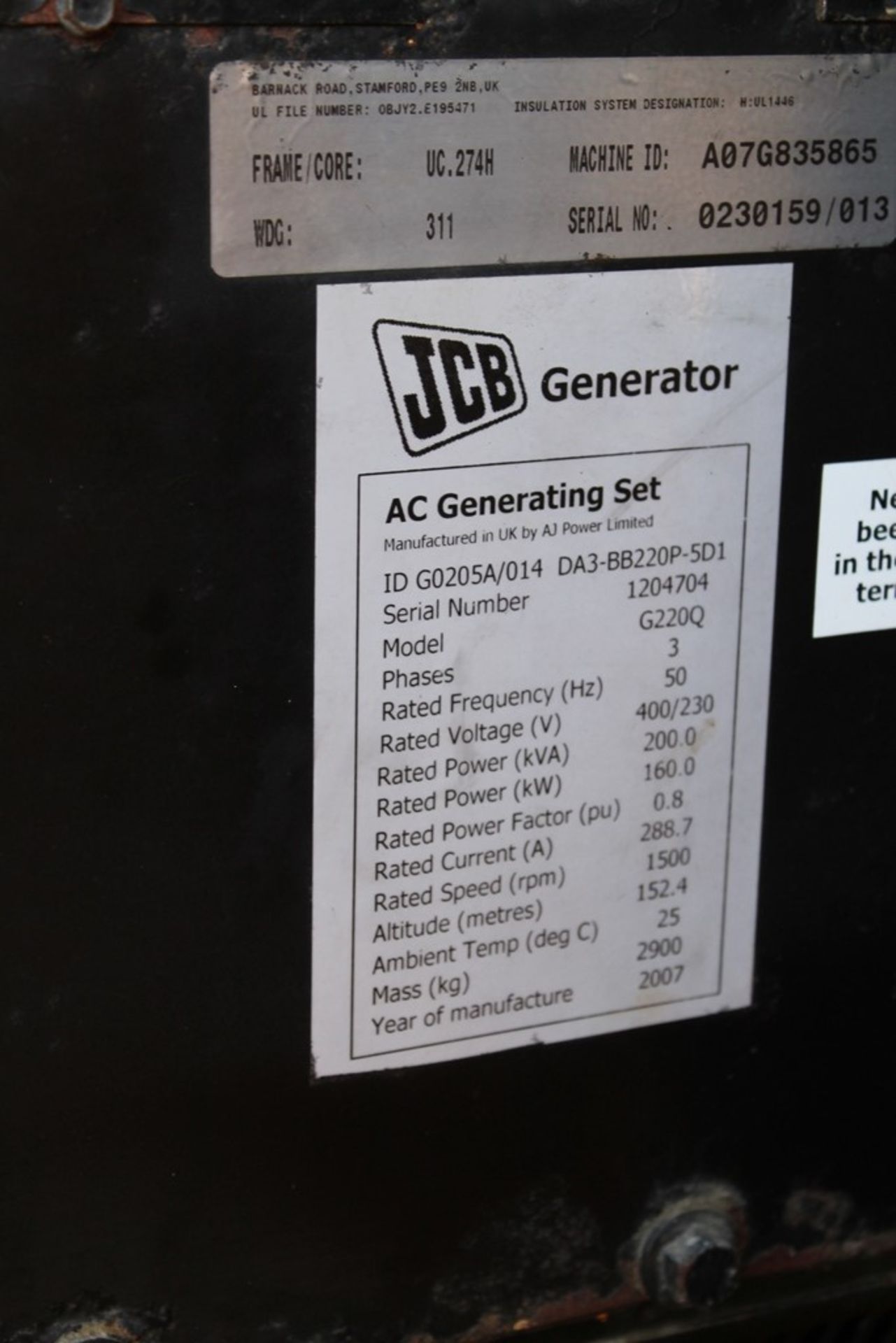 220 KVA JCB GENERATOR 103-022 - Image 12 of 12