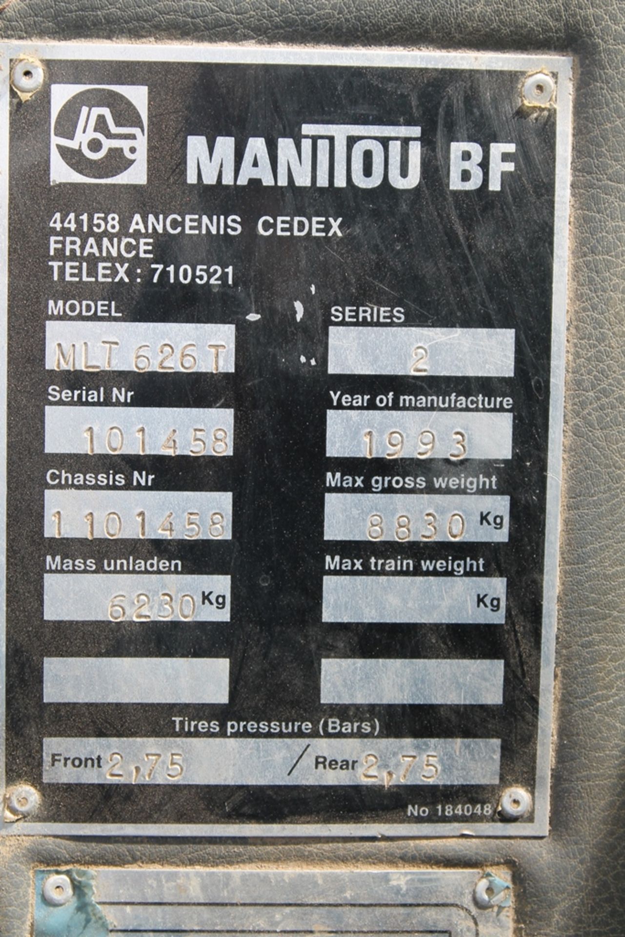 Manitou 3990cc 1 Door Tractor - Image 2 of 5