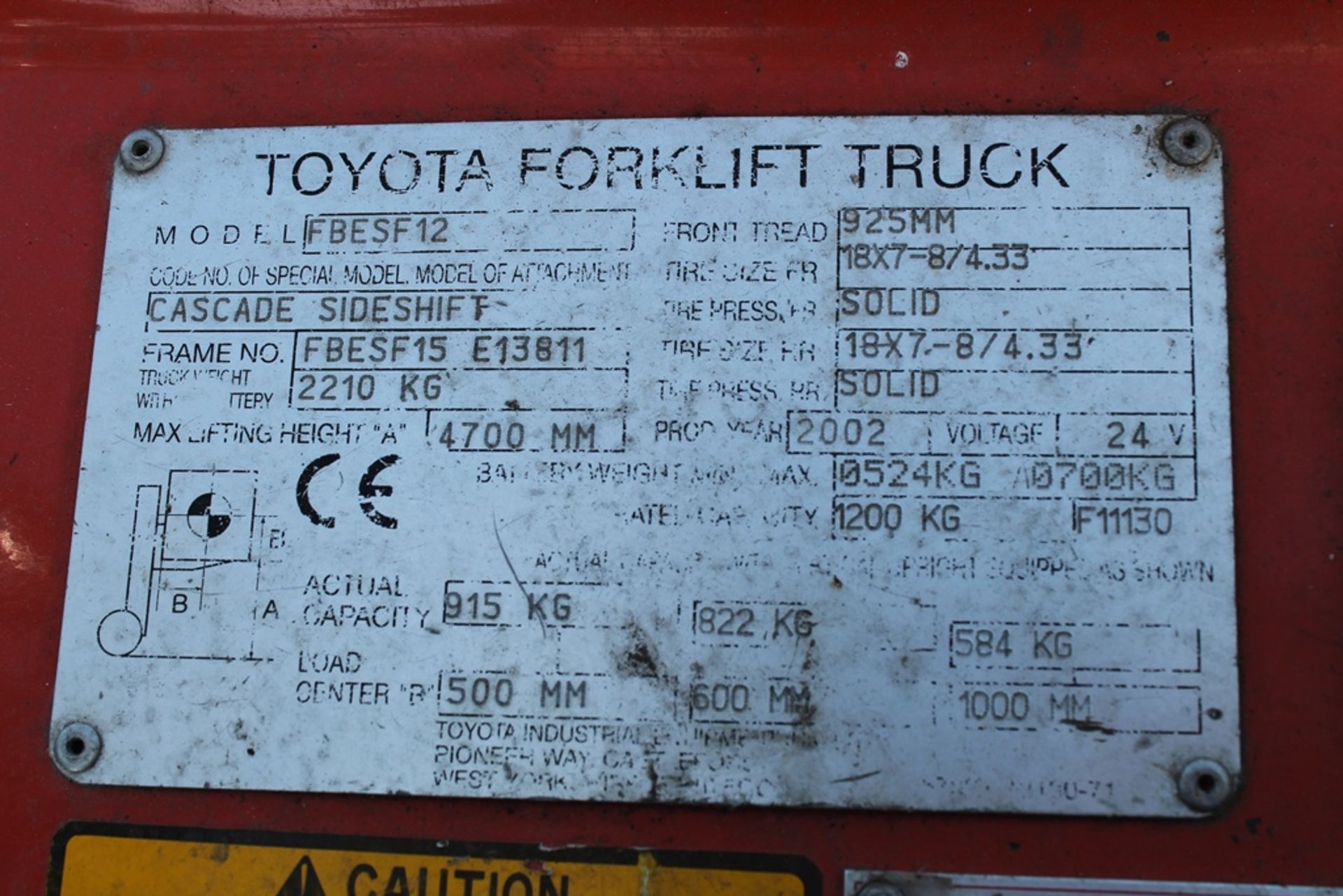 TOYOTA FORKLIFT - CHARGER IN P/C - Image 2 of 2