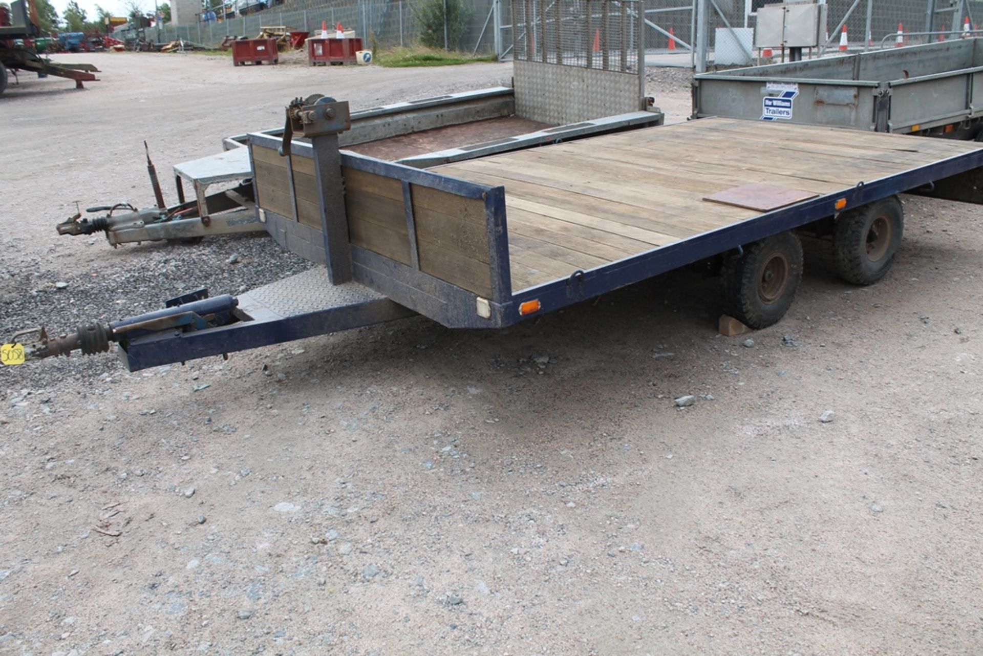 BLUE TWIN AXLE FLAT TRAILER