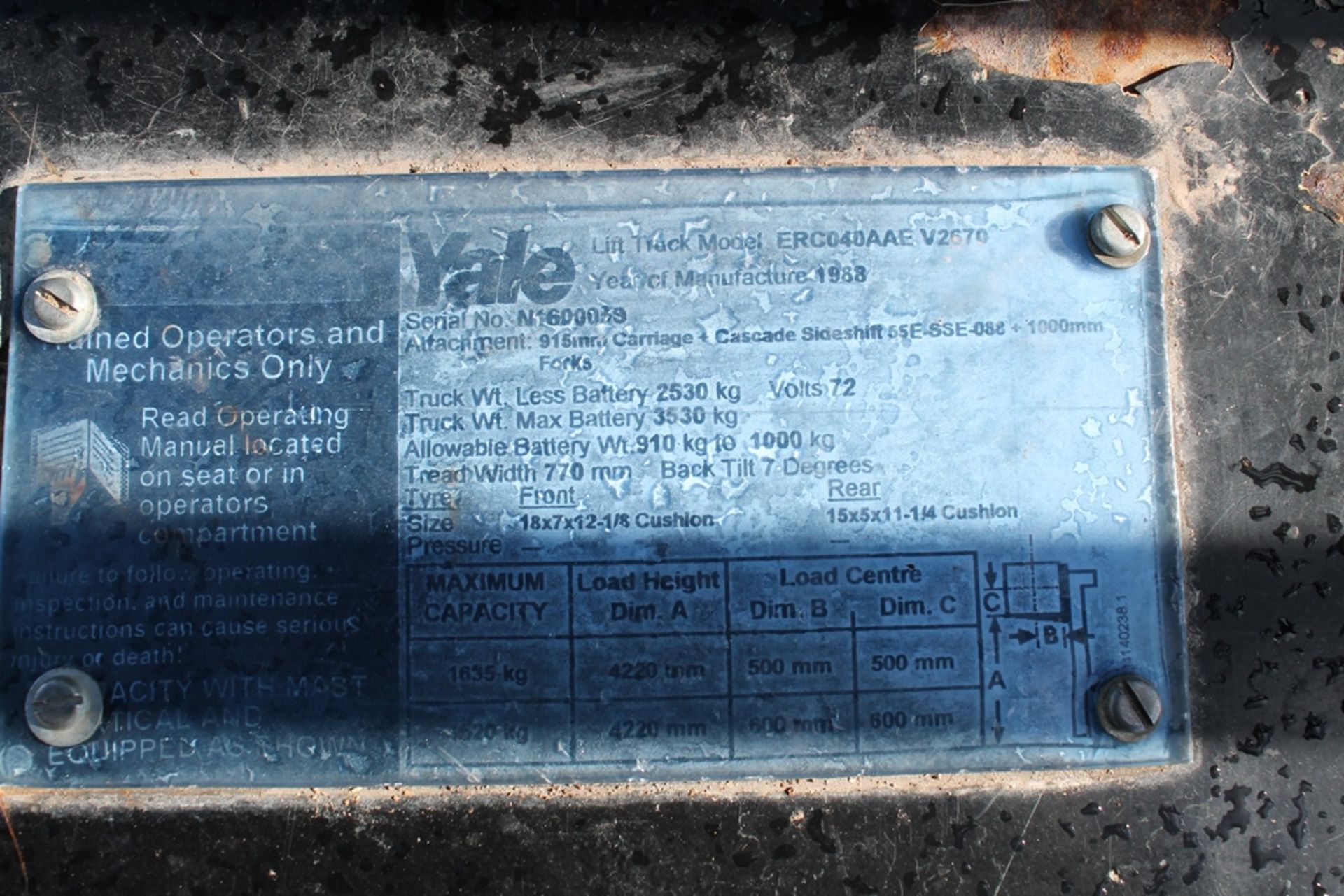 YALE FORKLIFT KEY IN P/CABIN - Image 2 of 2