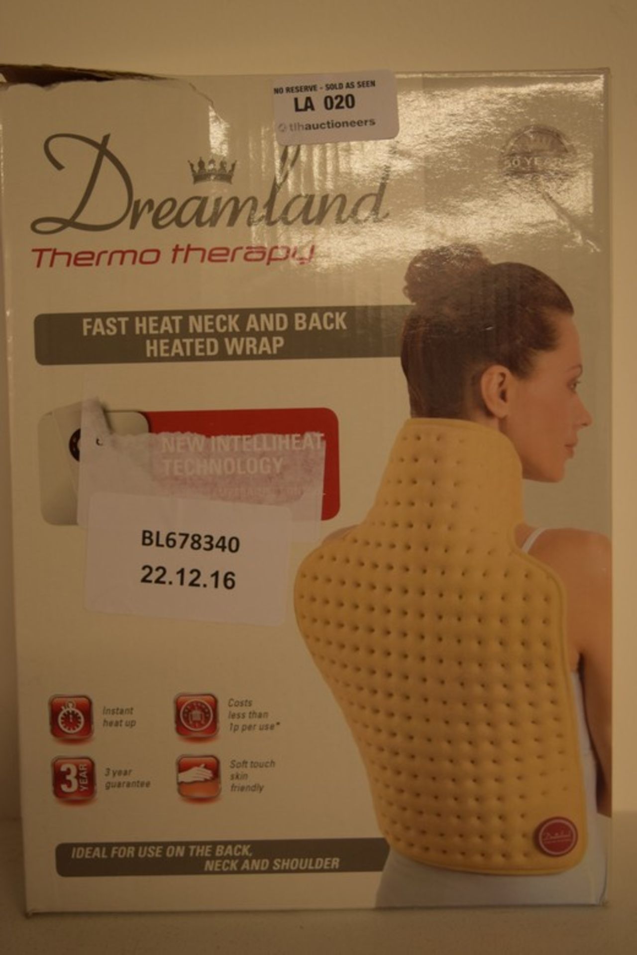 1 x BOXED DREAMLAND THERMO THERAPY FAST HEAT NECK AND BACK HEATED WRAP RRP £65 (22.12.2016) *