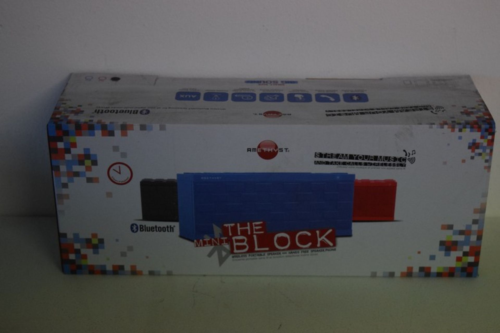 1 x BOXED BRAND NEW AMETHYST MINI BLOCK BLUETOOTH PORTABLE SPEAKER RRP £50 (23.11.2016) *PLEASE NOTE