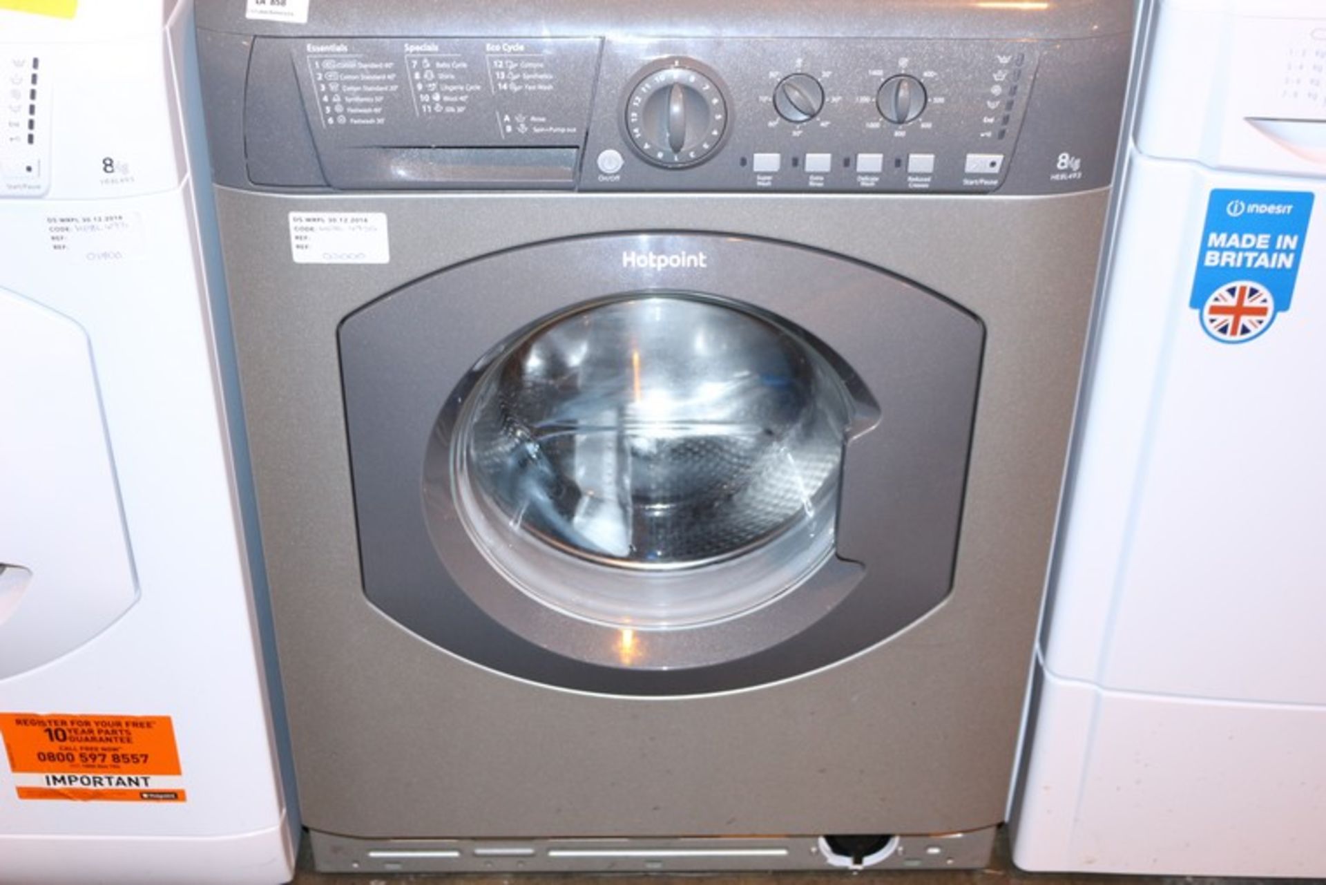 1 x HOTPOINT HEAL493 8KG UNDER THE COUNTER WASHING MACHINE IN SILVER RRP £280 (30.12.16) *PLEASE