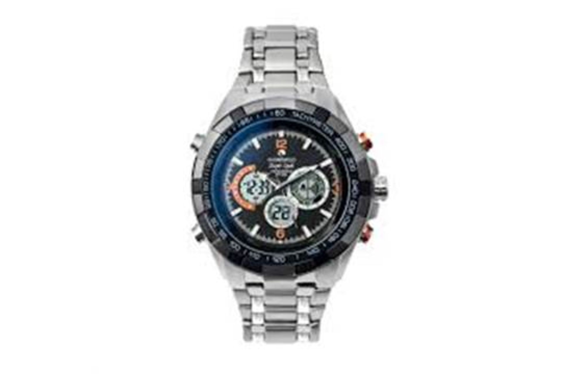 BOXED BRAND NEW GLOBENFELD SUPERSPORT STAINLESS STEEL BLACK DIAL WRIST WATCH RRP £495 (SBW-WWW)