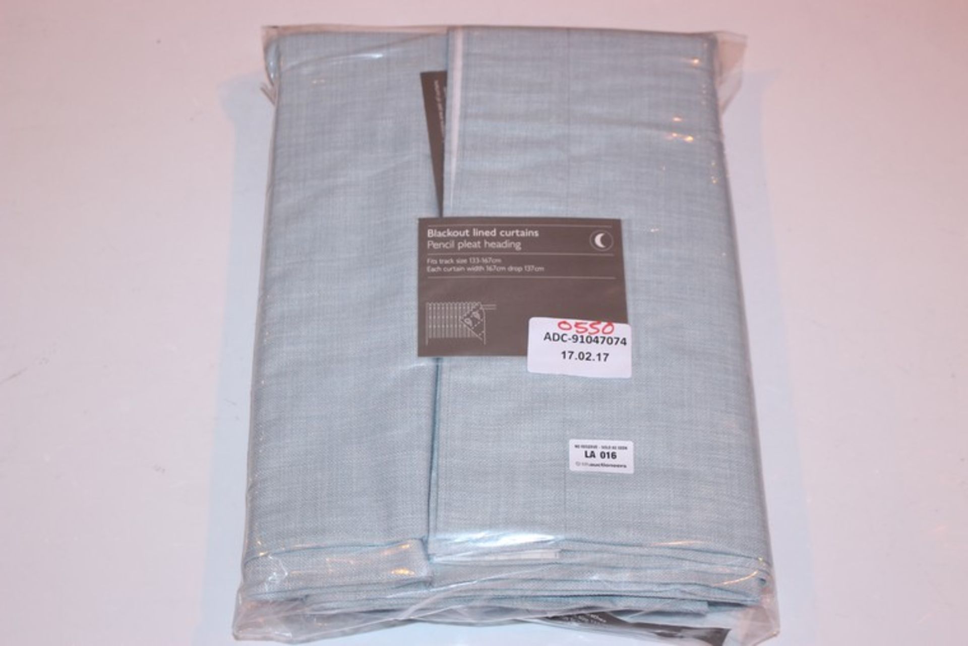 1 x PAIR OF SIZE 133X167CM DUCK EGG BLUE PENCIL PLEAT HEADED CURTAINS RRP £55 (13.2.17) *PLEASE NOTE