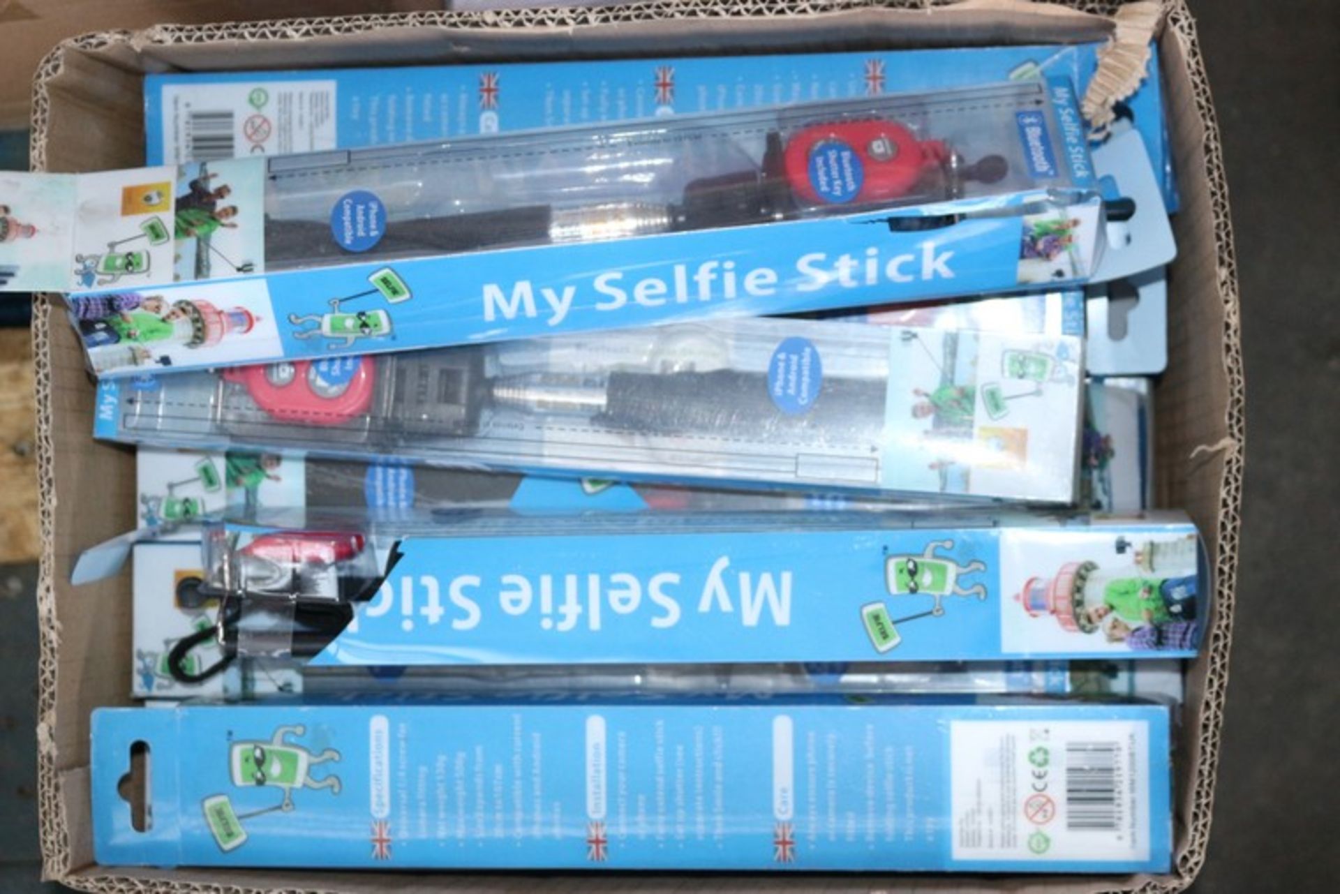 20 x ASSORTED BOXED BLUETOOTH SELFIE STICKS *PLEASE NOTE THAT THE BID PRICE IS MULTIPLIED BY THE