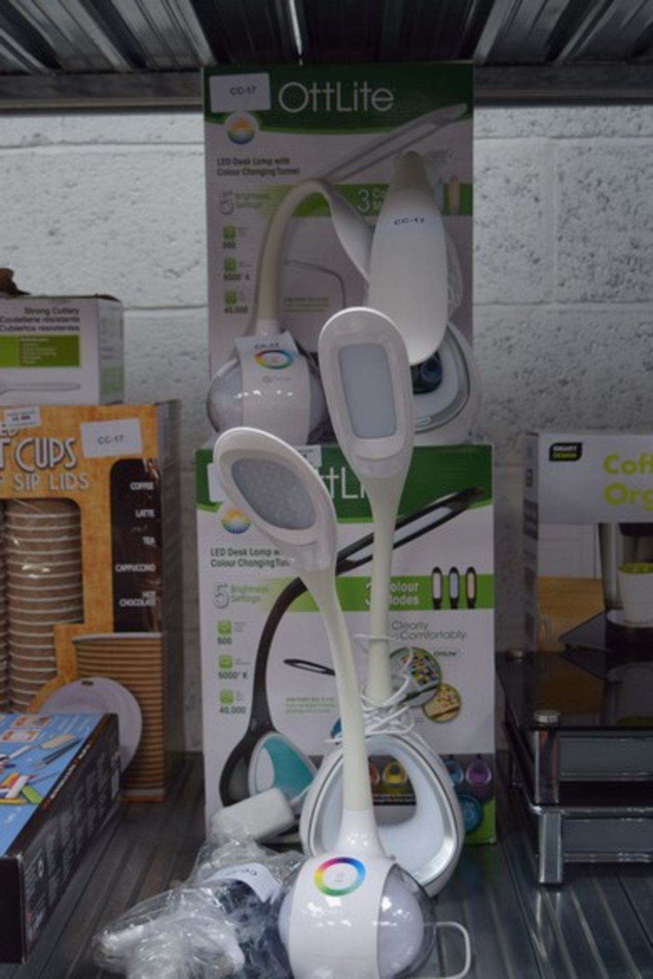 7 x BOXED AND UNBOXED OTTLITE LED DESK LAMPS WITH COLOUR CHANGING TUNNELS COMBINED RRP £215 *