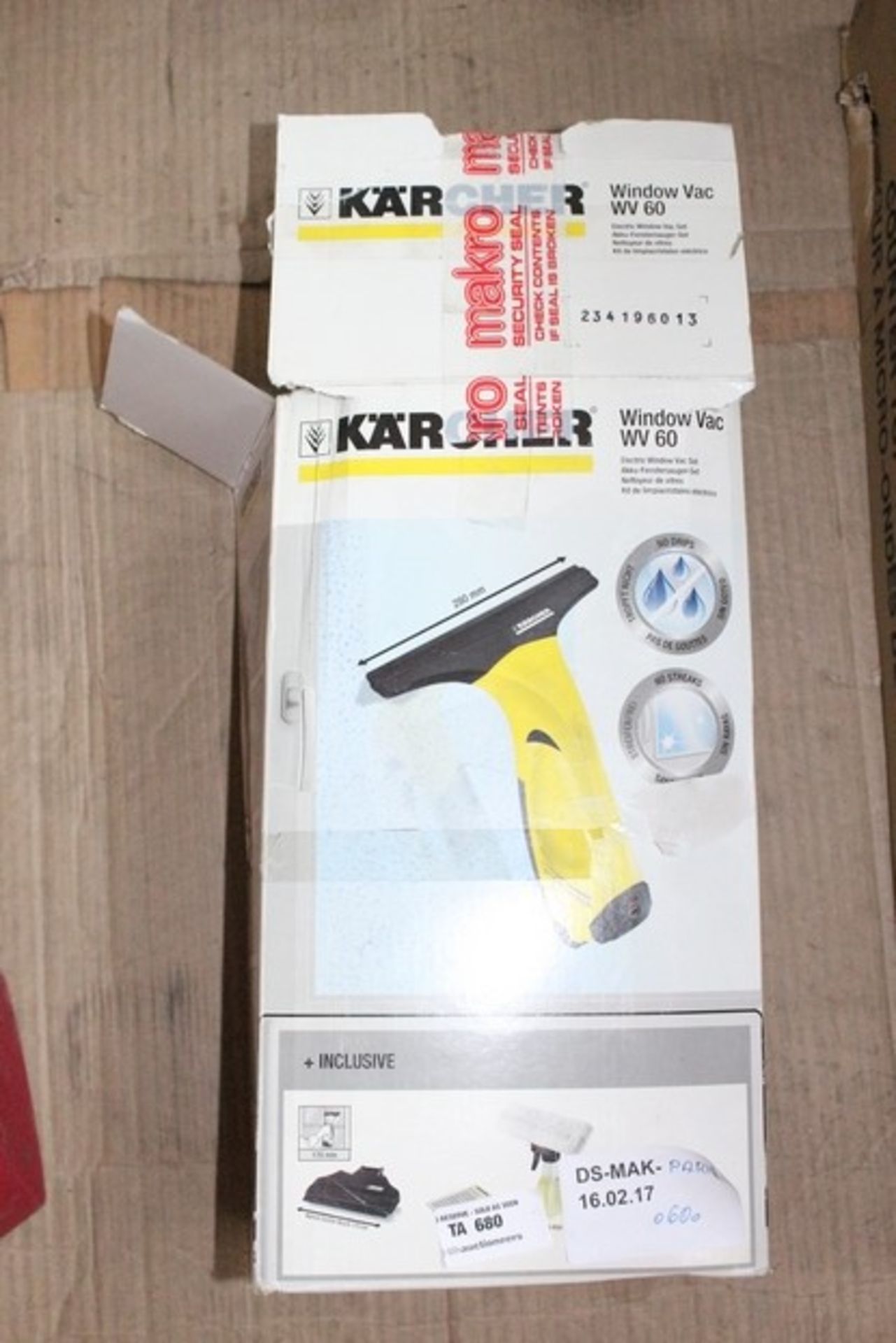 1X BOXED KARCHER WINDOW VAC WV60 RRP £60 (DS-MAC-PARK) (16.02.17)