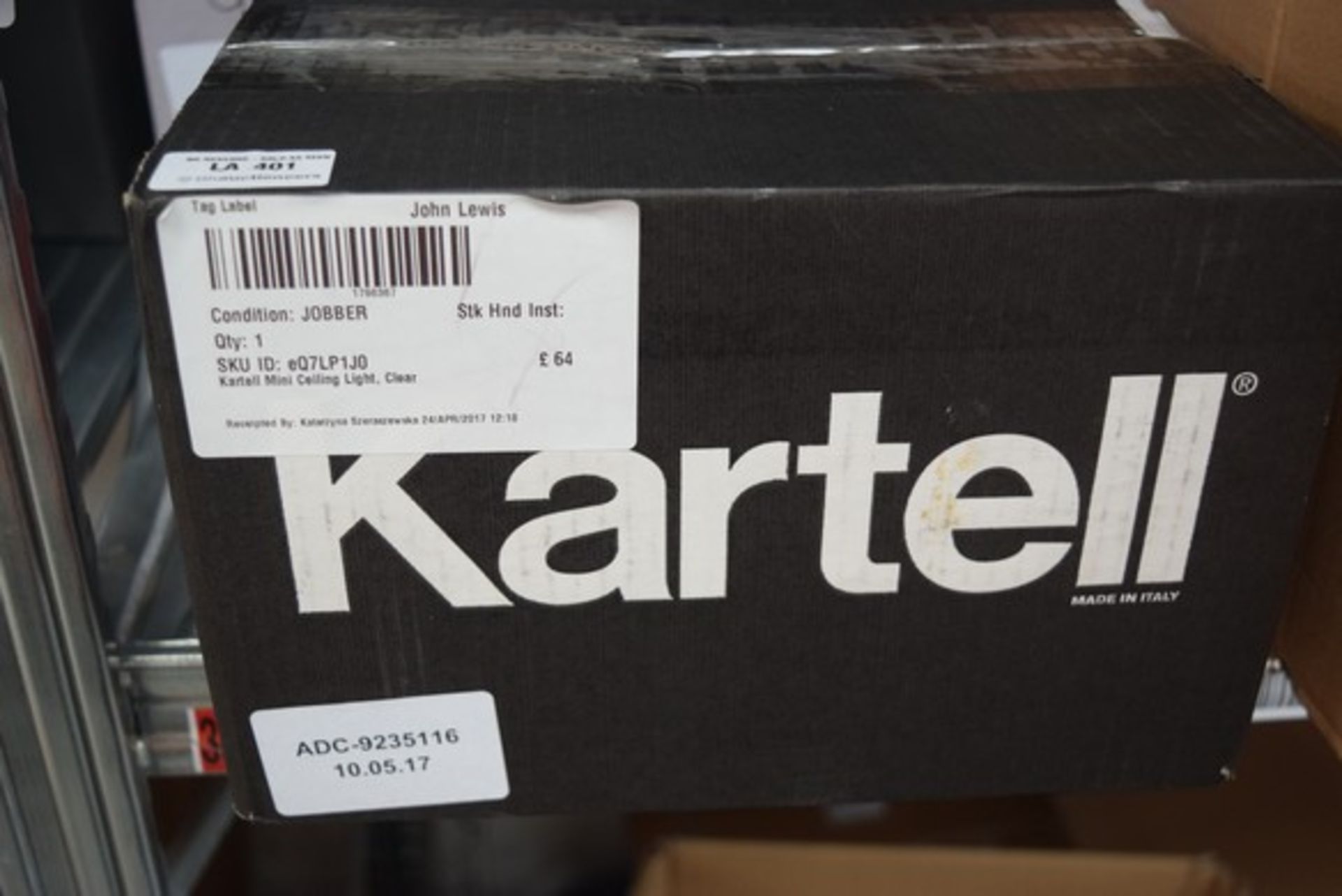 1 x BOXED KARTELL MINI CEILING LIGHT RRP £65 10.05.17 *PLEASE NOTE THAT THE BID PRICE IS