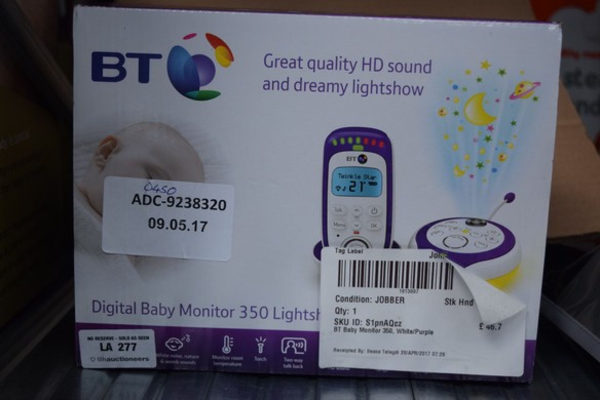 1 x BOXED BT BABY DIGITAL MONITOR 350 LIGHT SHOW RRP £50 09.05.17 *PLEASE NOTE THAT THE BID PRICE IS