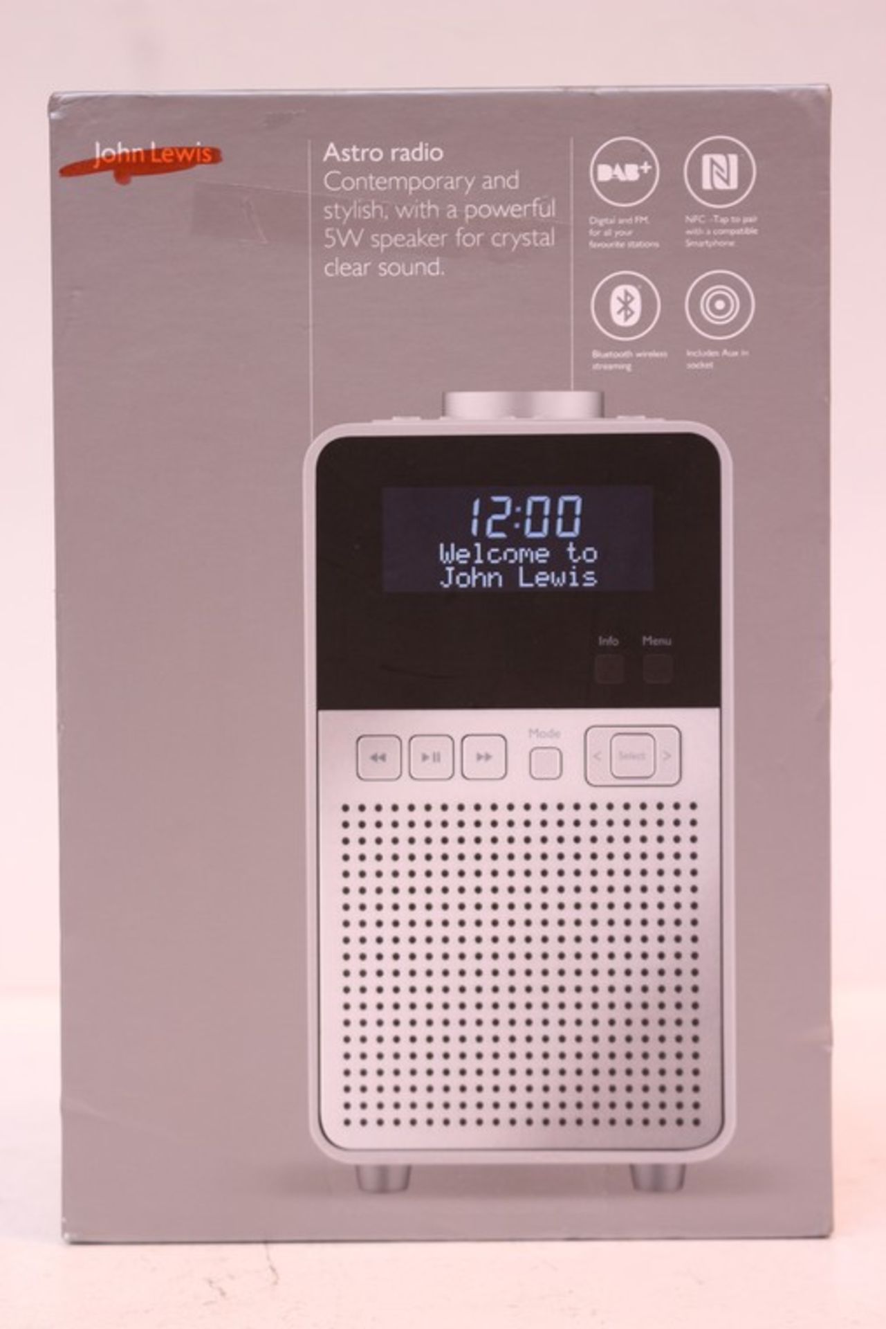 1 x BOXED ASTRO DAB PLUS FM DIGITAL RADIO WITH BLUETOOTH NFC AND LCD DISPLAY RRP £80 (22.5.17) *