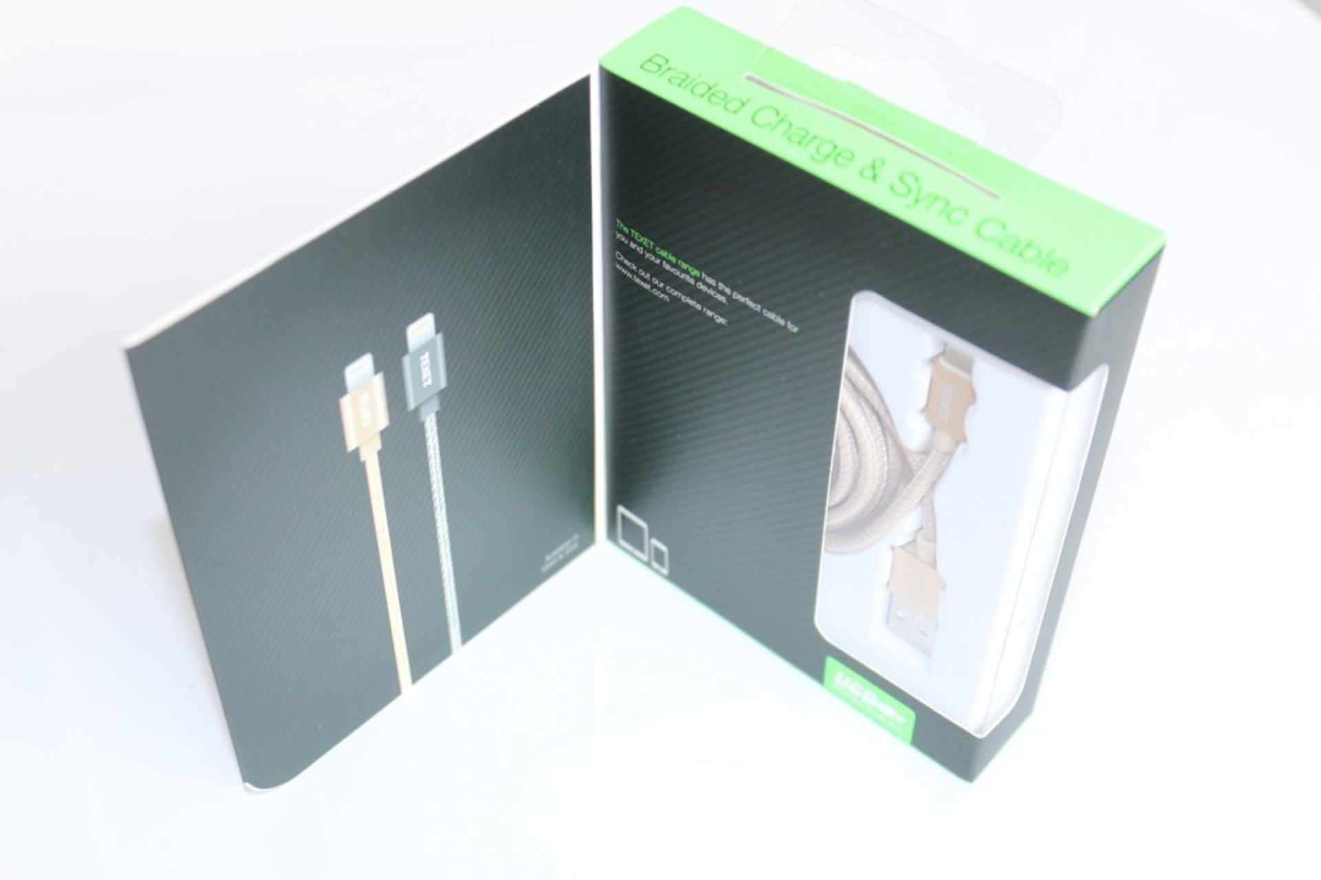 10X BOXED UNUSED FACTORY SEALED TEXET 1.2M/4FT BRAIDED CHARGE & SYNC CABLES USB- IPHONE/IPAD/IPOD - Image 2 of 4