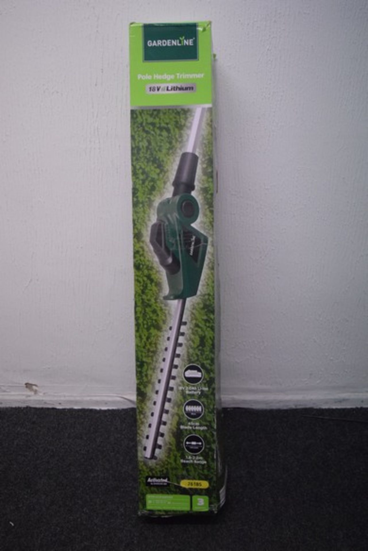 1 x GARDEN LINES POLE HEDGE TRIMMER 18 VOLT LITHIUM BATTERY RRP £65 16.06.17 *PLEASE NOTE THAT THE