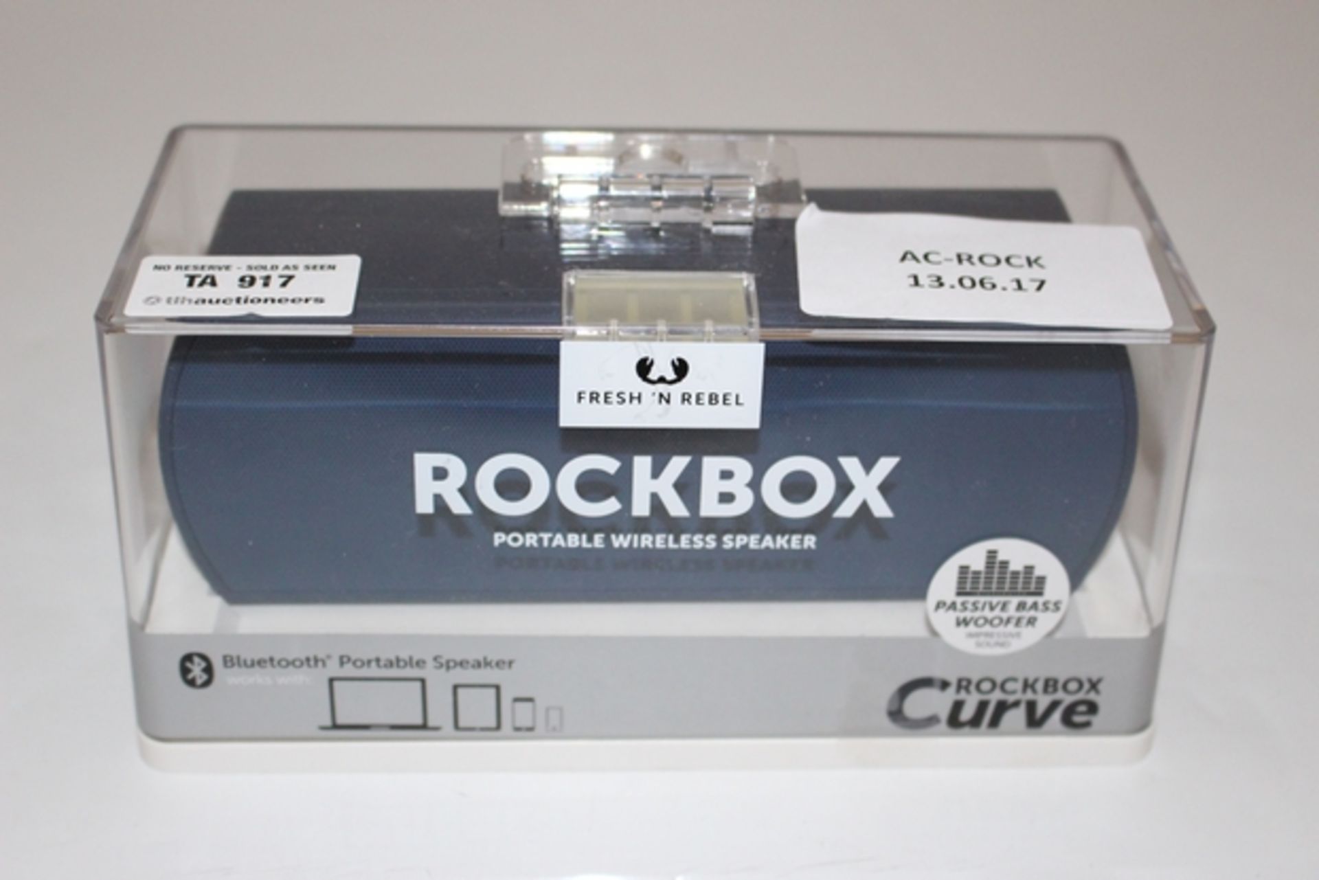 1 x BOXED ROCK BOX PORTABLE WIRELESS SPEAKER *PLEASE NOTE THAT THE BID PRICE IS MULTIPLIED BY THE