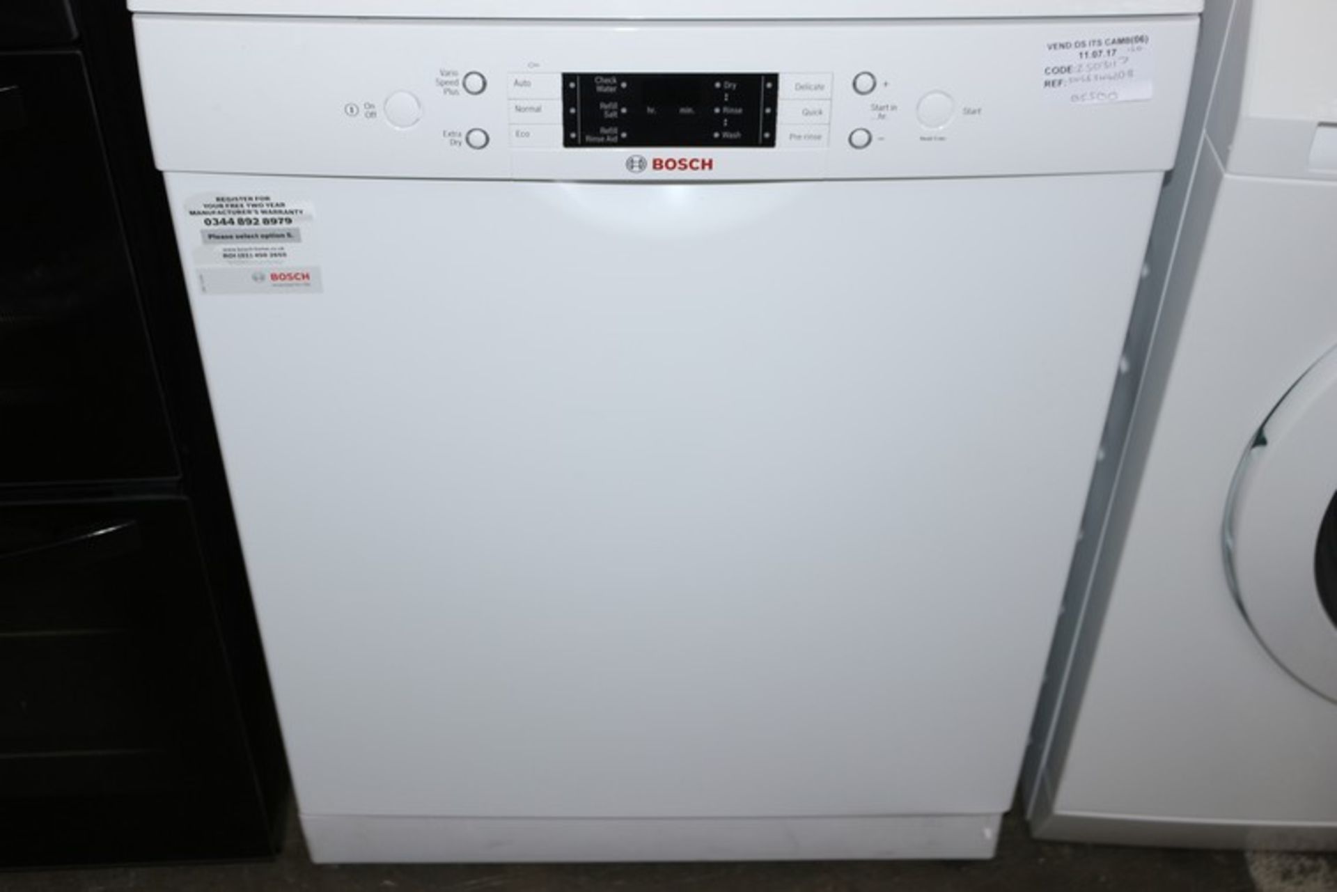 1 x BOSCH SMS63M42GB DISHWASHER IN WHITE RRP £550 (2503117)(11.7.17) *PLEASE NOTE THAT THE BID PRICE