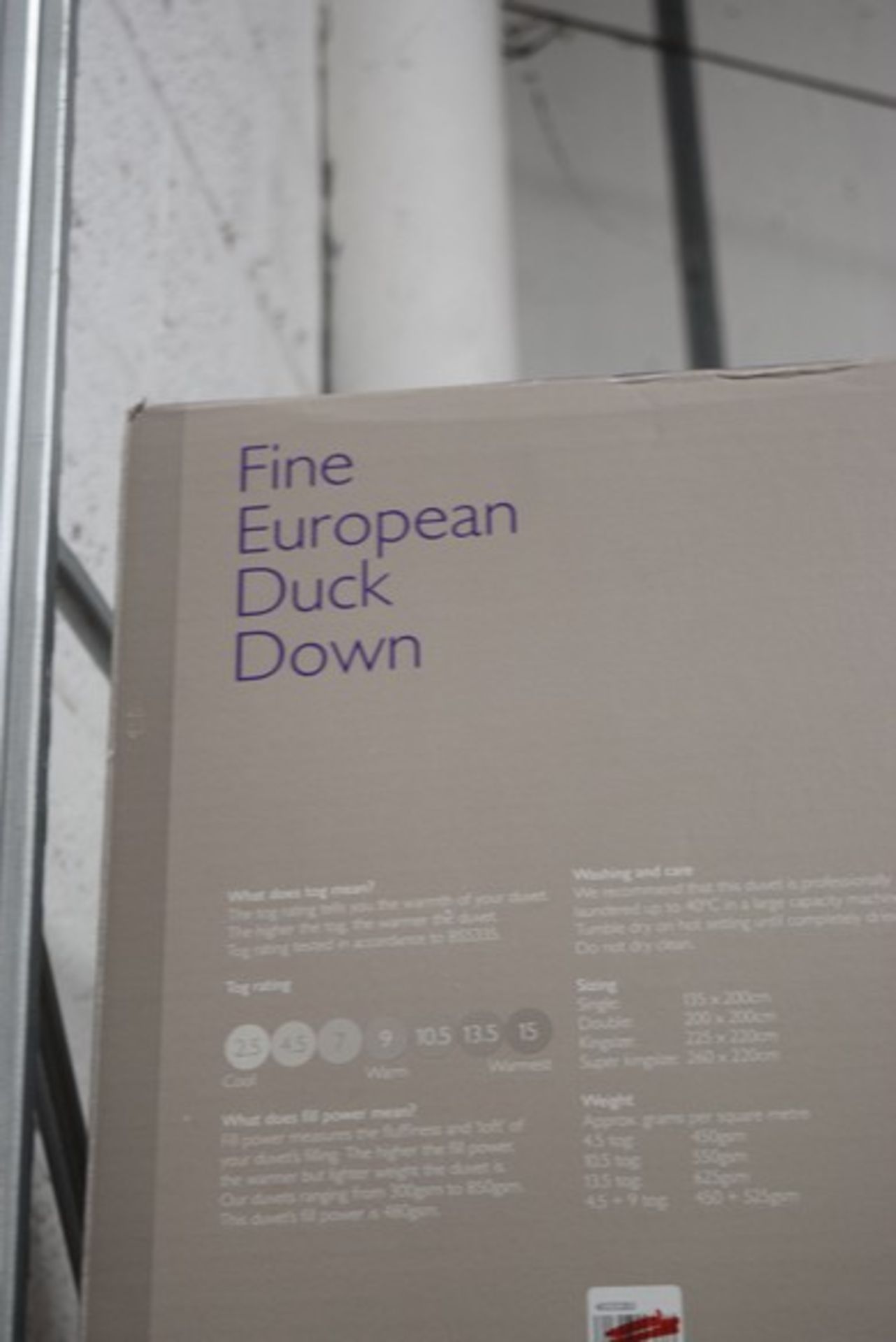 1 x DESIGNER FINE EUROPEAN DUCK DOWN DUVET 13.5TOG IN DOUBLE RRP £85 18.07.17 *PLEASE NOTE THAT