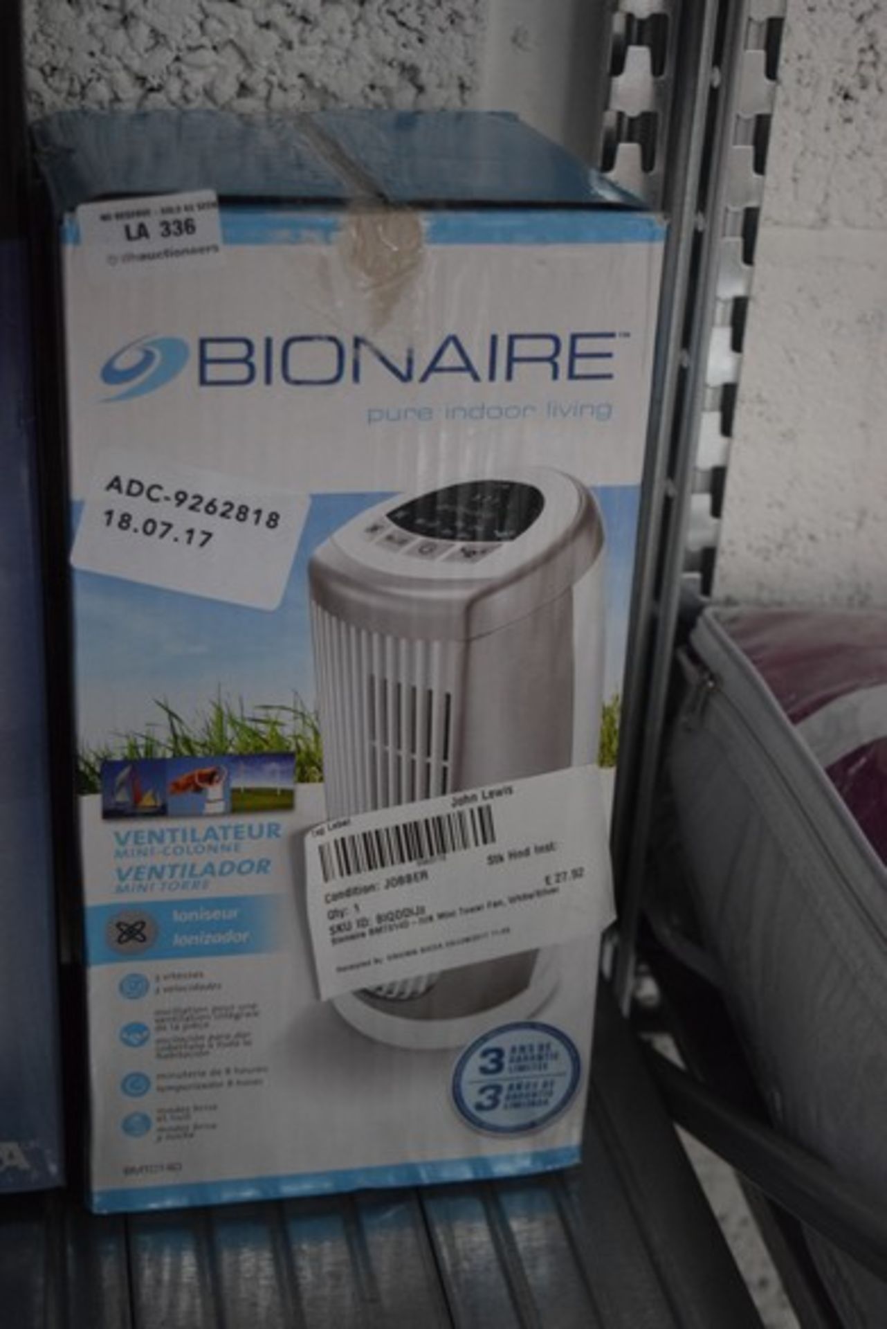 1 x BOXED BIONAIRE MINI TOWER FAN RRP £30 18.07.17 *PLEASE NOTE THAT THE BID PRICE IS MULTIPLIED