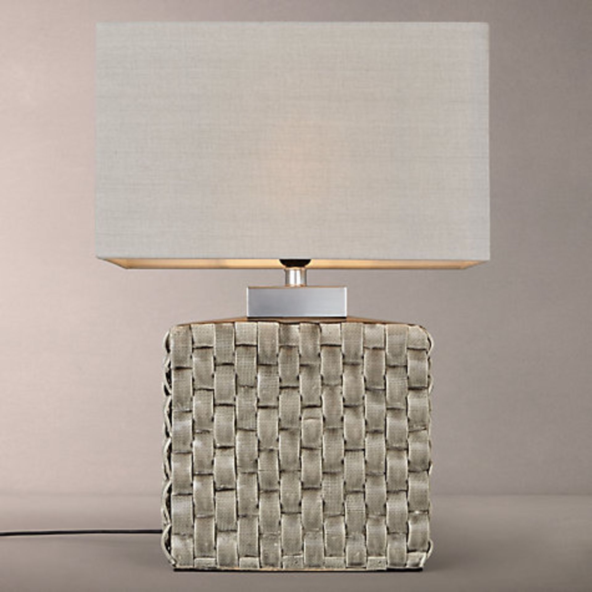 1 x BOXED DEMETER CERAMIC TABLE LAMP WITH GREY SHADE RRP £140 18.07.17 *PLEASE NOTE THAT THE BID