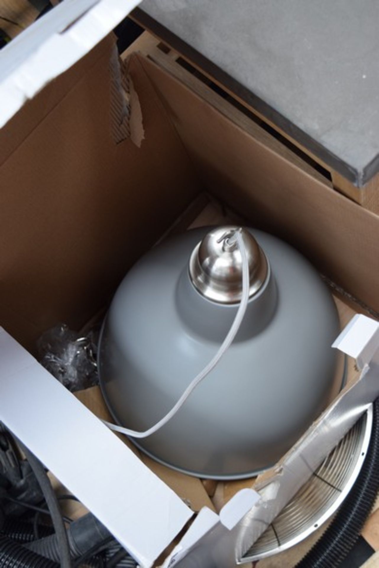 1 x CROFT COLLECTION AIDEN FACTORY CEILING LIGHT IN GREY RRP £80 21.04.17 *PLEASE NOTE THAT THE
