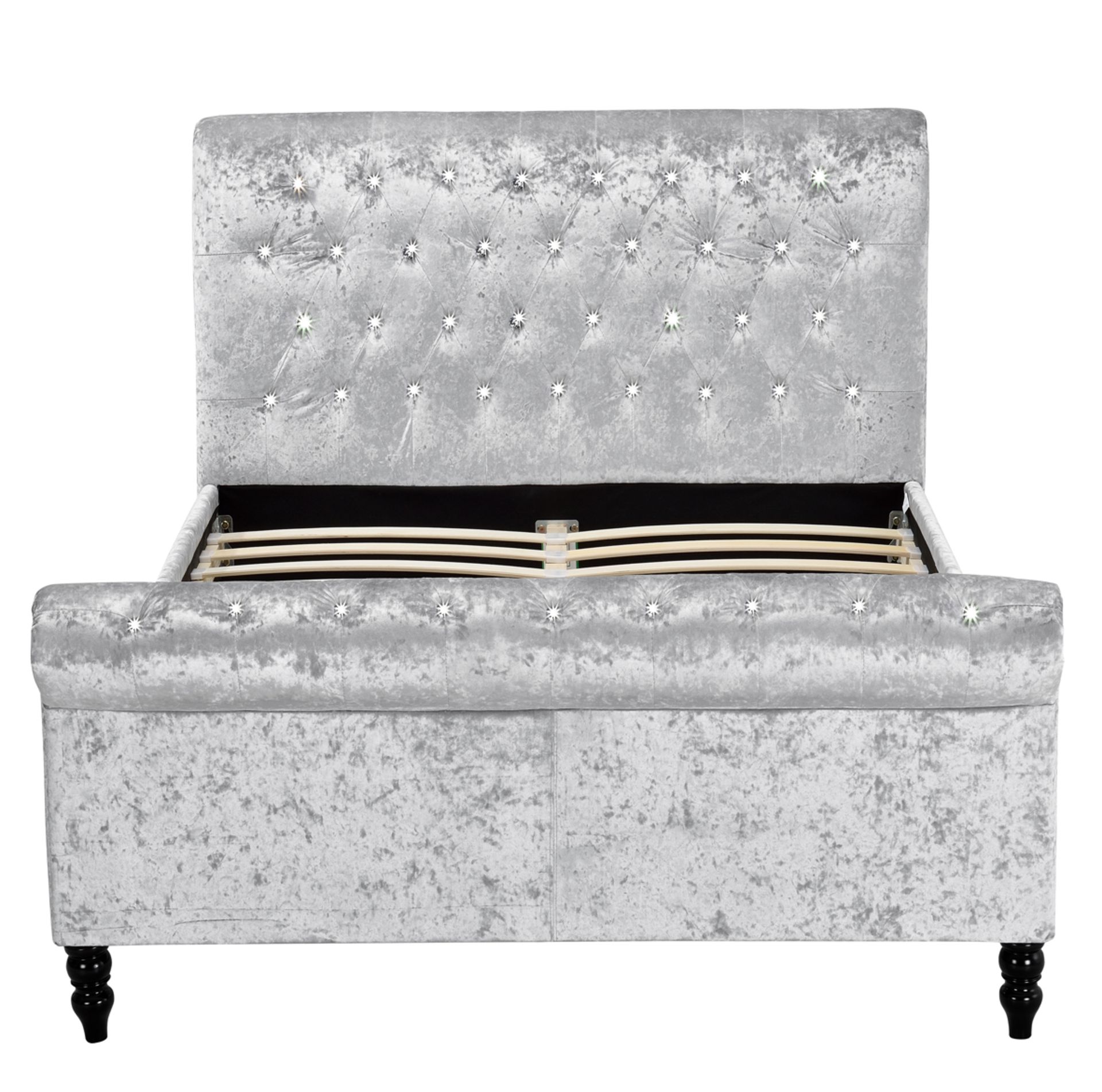 1 x BOXED BRAND NEW ROMAN CONRAD COLLECTION CHESTERFIELD KINGSIZE BED WITH CRUSHED VELVET AND - Image 2 of 2