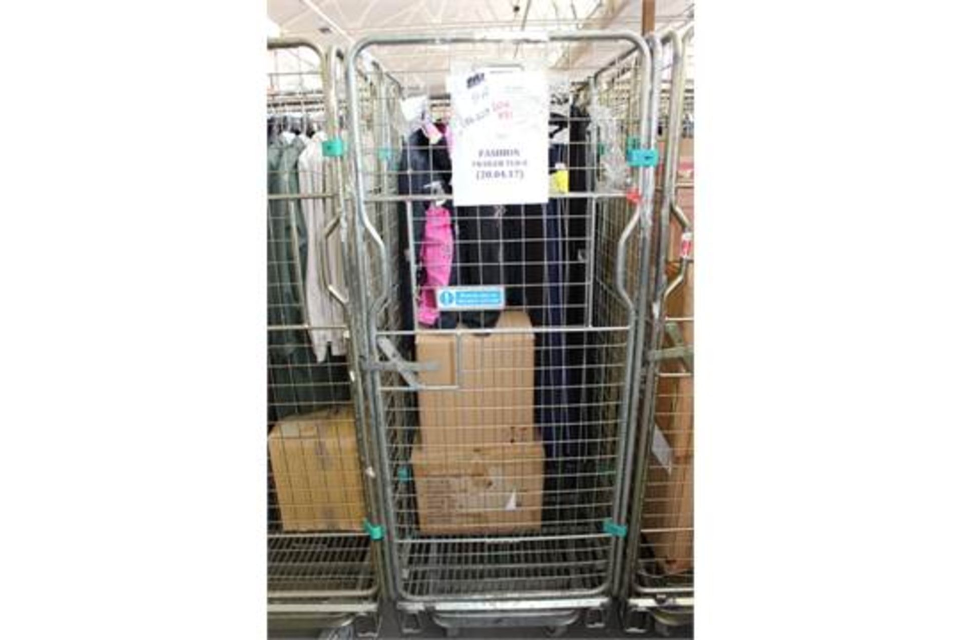 ONE CAGE TO CONTAIN APPROX 93 UNITS OF UNUSED ASSORTED DESIGNER ITEMS RANGING FROM MEN'S/WOMEN'S/