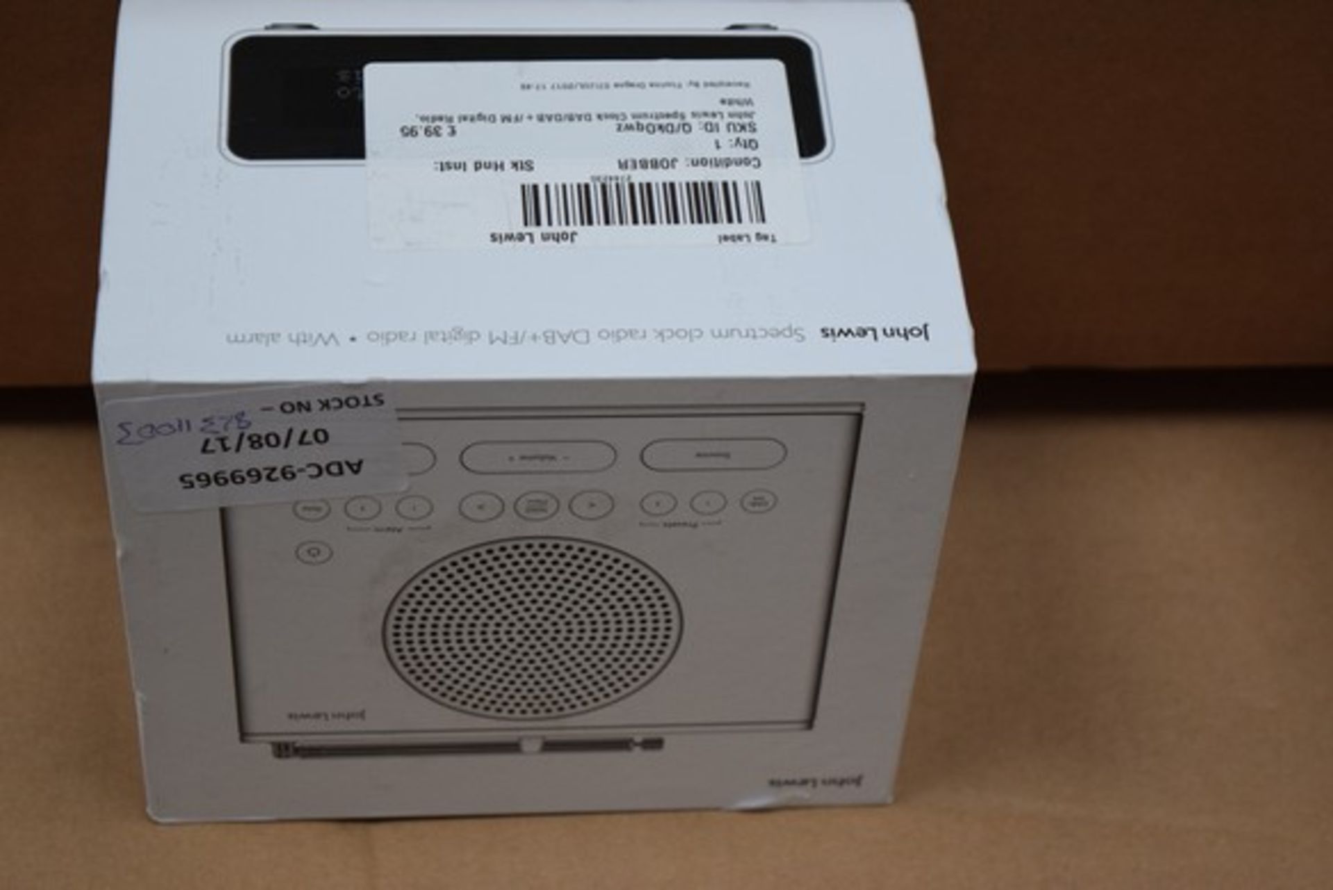 1 x BOXED SPECTRUM CLOCK RADIO RRP £40 07.08.17 (92311003) *PLEASE NOTE THAT THE BID PRICE IS