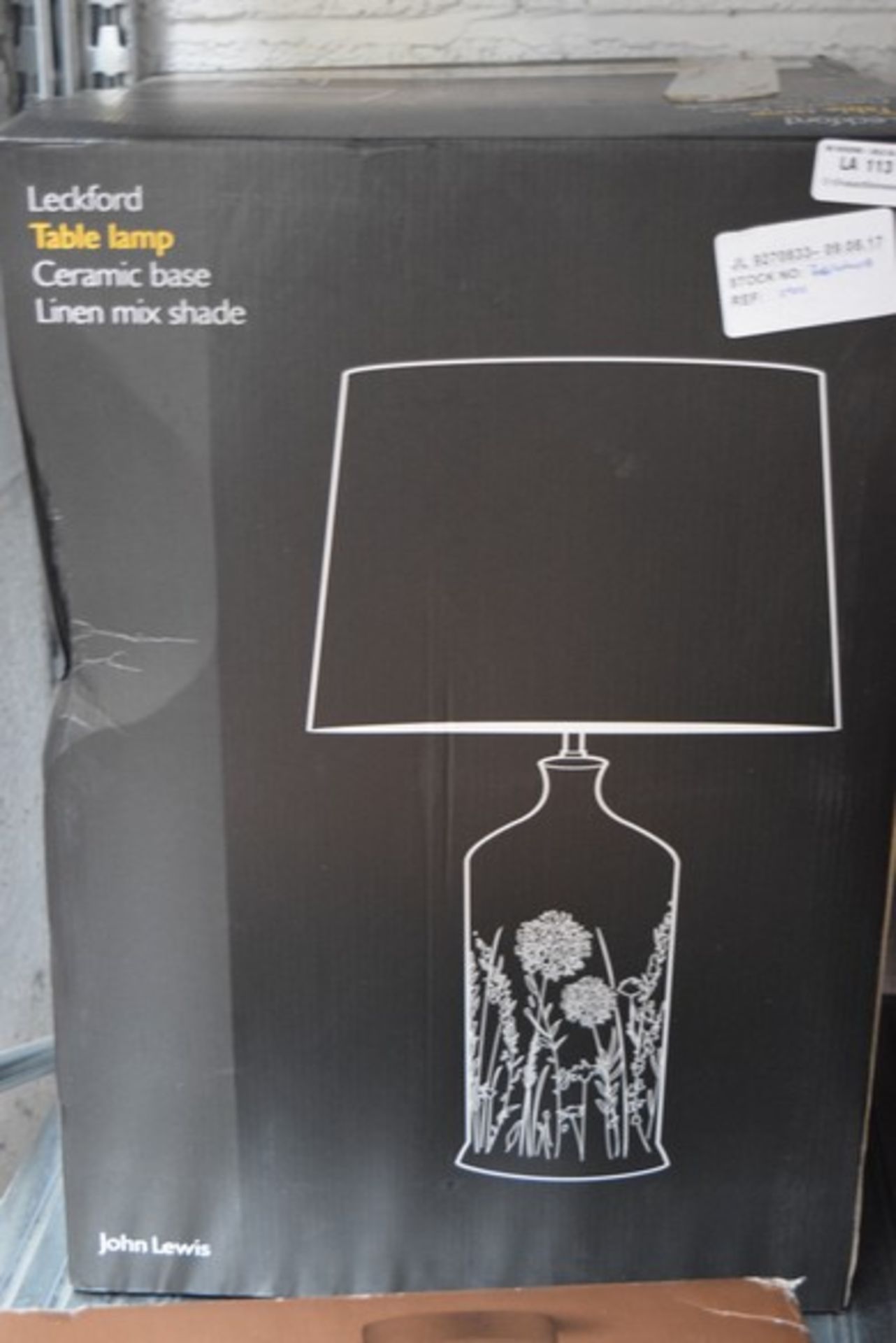 1 x BOXED LECKFORD TABLE LAMP WITH CERAMIC BASE RRP £90 09.08.17 (70610408) *PLEASE NOTE THAT THE