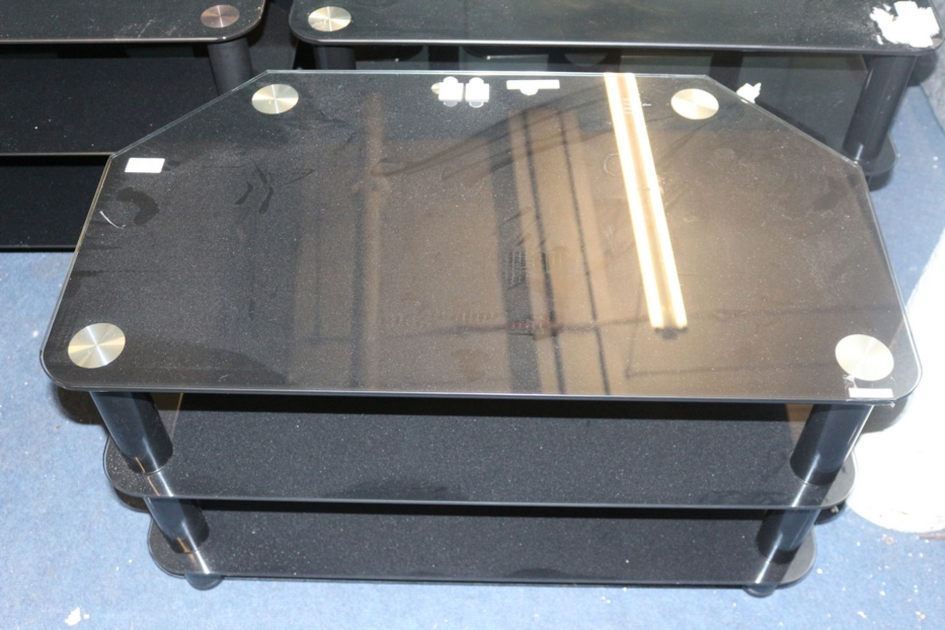 1X BLACK GLASS TV STAND RRP £100