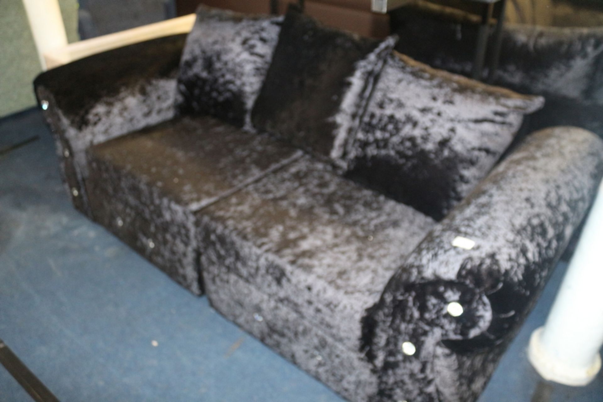 1X 3 SEATER VELVET SOFA WITH DIAMANTE STUD RRP £399