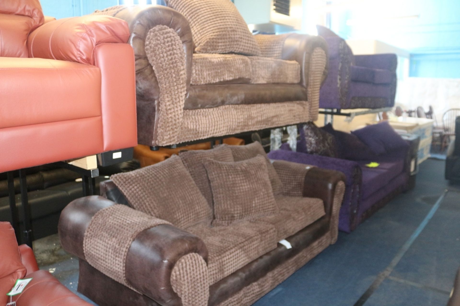 1X 3 AND 2 SEATER LEATHER AND FABRIC SOFA RRP £599