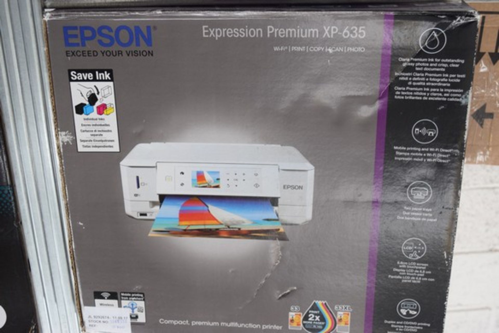 1 x BOXED EPSON EXPRESSIONS PREMIUM XP635 PRINTER RRP £70 11.09.17 (3383332) *PLEASE NOTE THAT THE