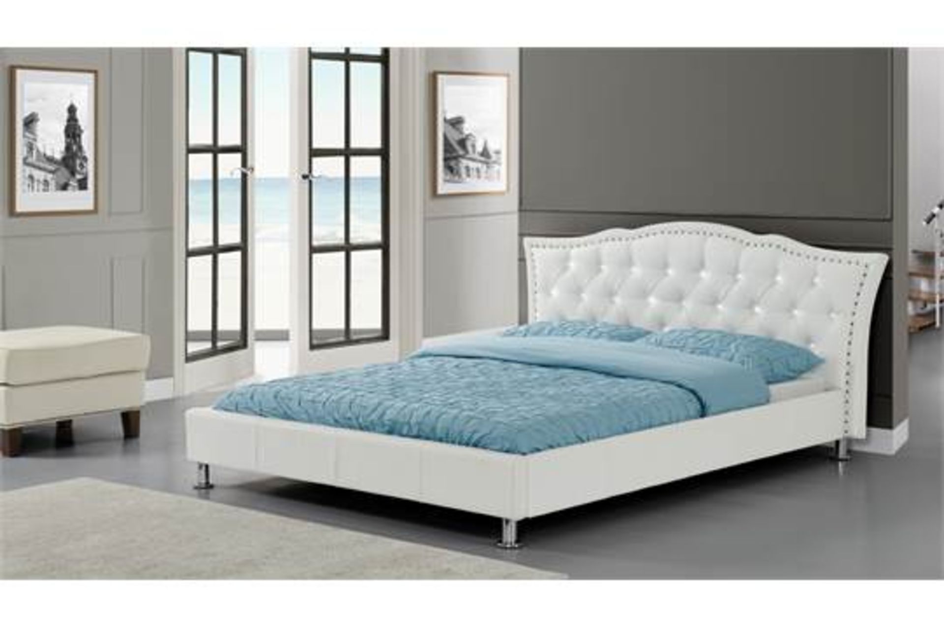 1 x BOXED BRAND NEW ROMAN CONRAD COLLECTION KING SIZE BED FRAME WITH DIAMANTE EMBELLISHED