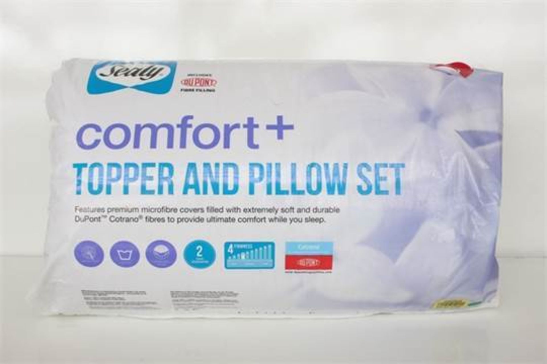 1X LOT TO CONTAIN 5 BAGGED UNUSED SEALY COMFORT + TOPPER AND PILLOW SET DOUBLE (DS-CQ 8.8.17)