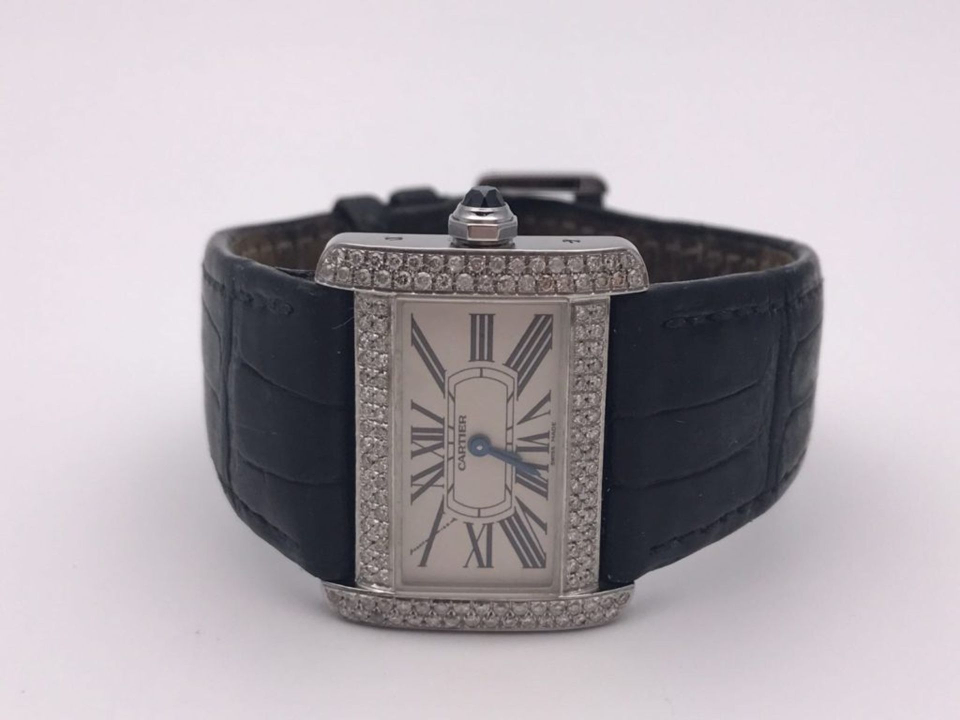 CARTIER DIVAN 30/25MM STAINLESS STEEL WATCH CUSTOM VVS DIAMOND SET - Image 3 of 4