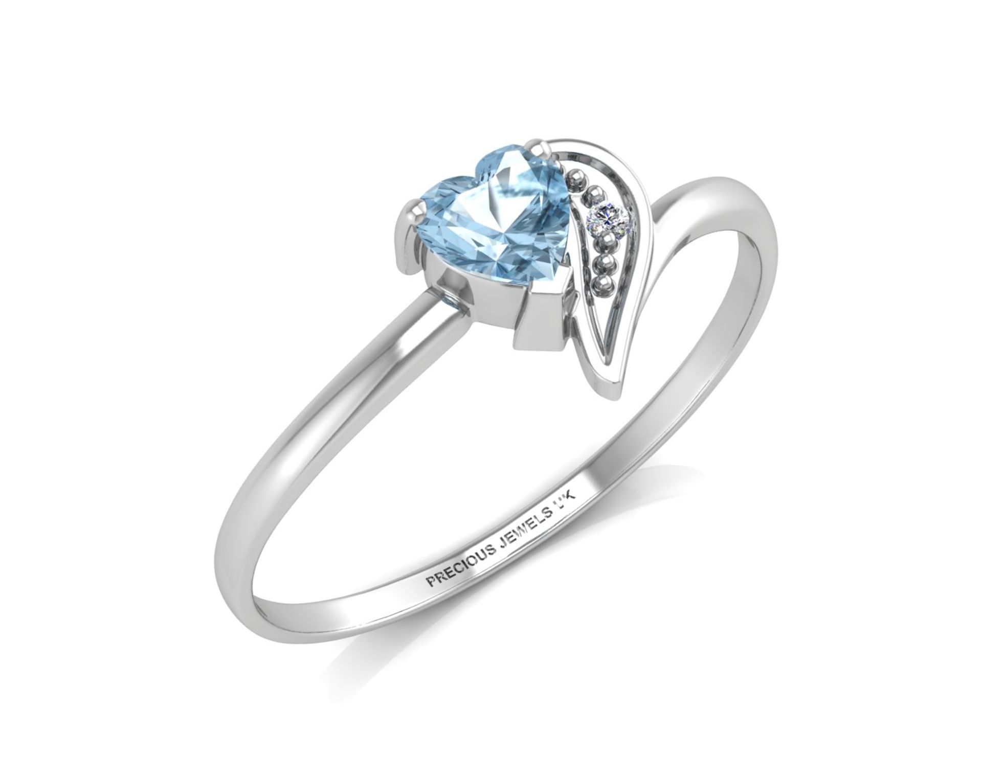 9ct White Gold Fancy Cluster Diamond And Blue Topaz Ring 0.01 Carats Colour - G Clarity -