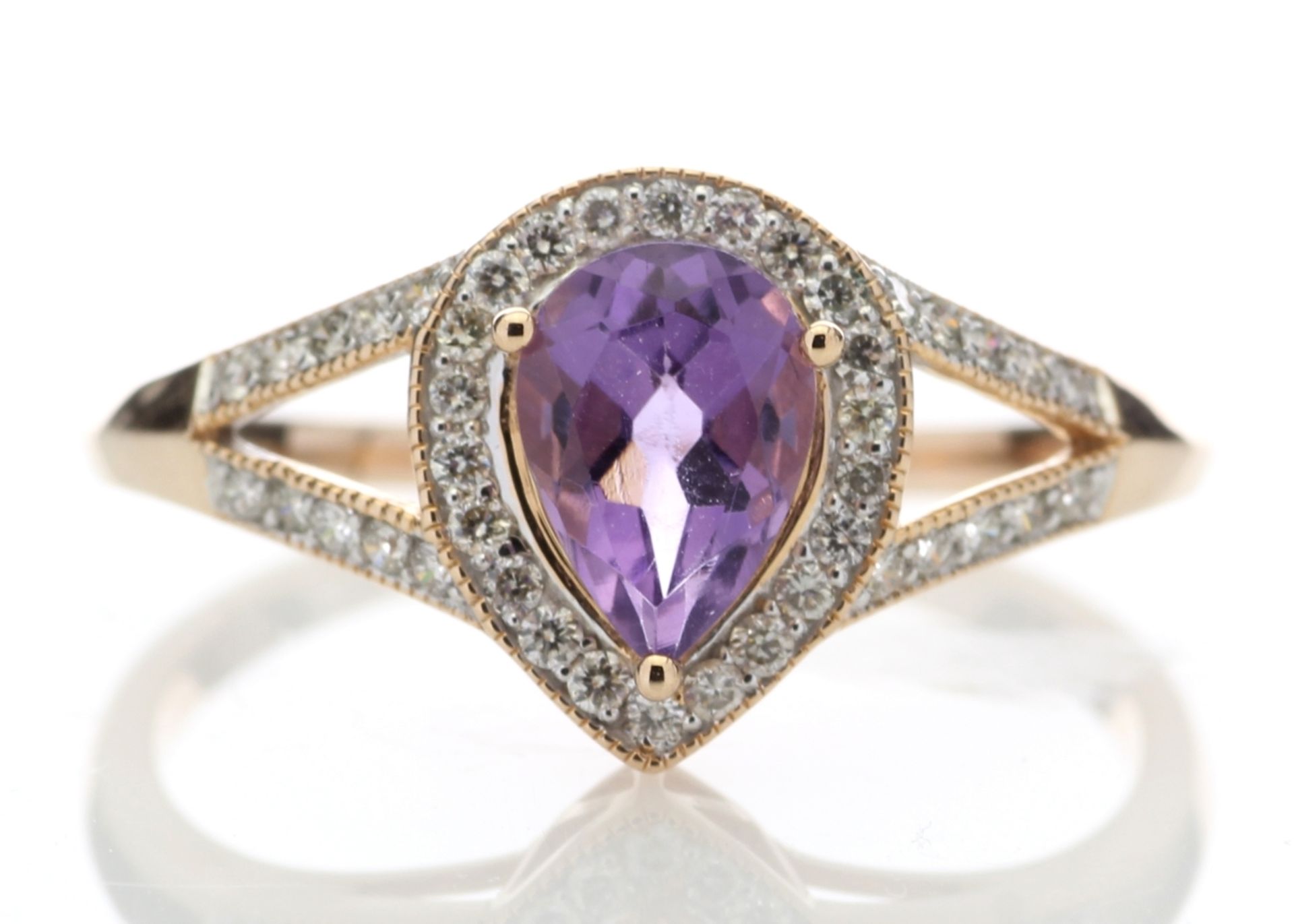 9ct Rose Gold Amethyst And Diamond Cluster Ring 0.21 Carats Colour - G Clarity - SICertificate