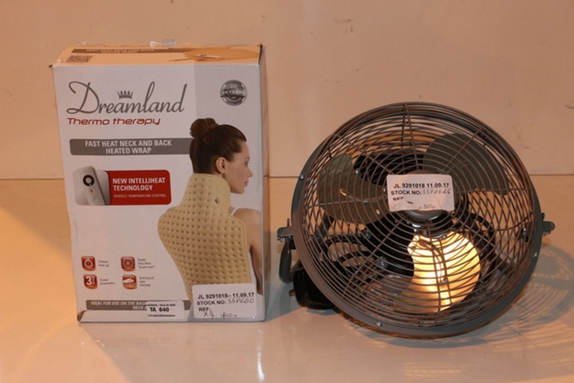 1X LOT TO CONTAIN 4 ITEMS TO INCLUDE HEAT WRAPS X3 AND A DESK FAN X1 (JL-9291018) (11/09/17)