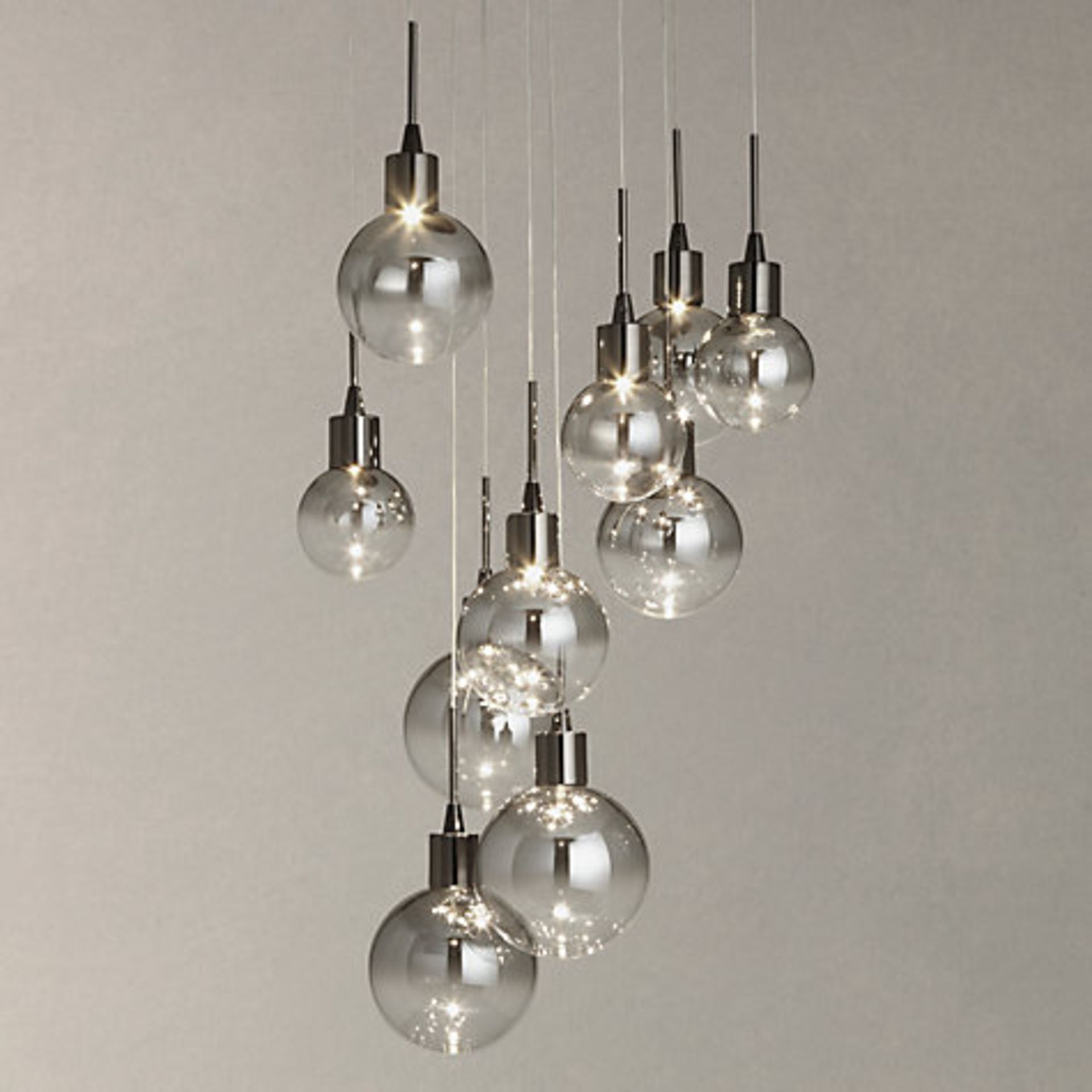 1 x BOXED DINO 10 LIGHT LED CEILING PENDANT WITH CHROME FINISH RRP £275 (16.10.17) (3808102) *PLEASE