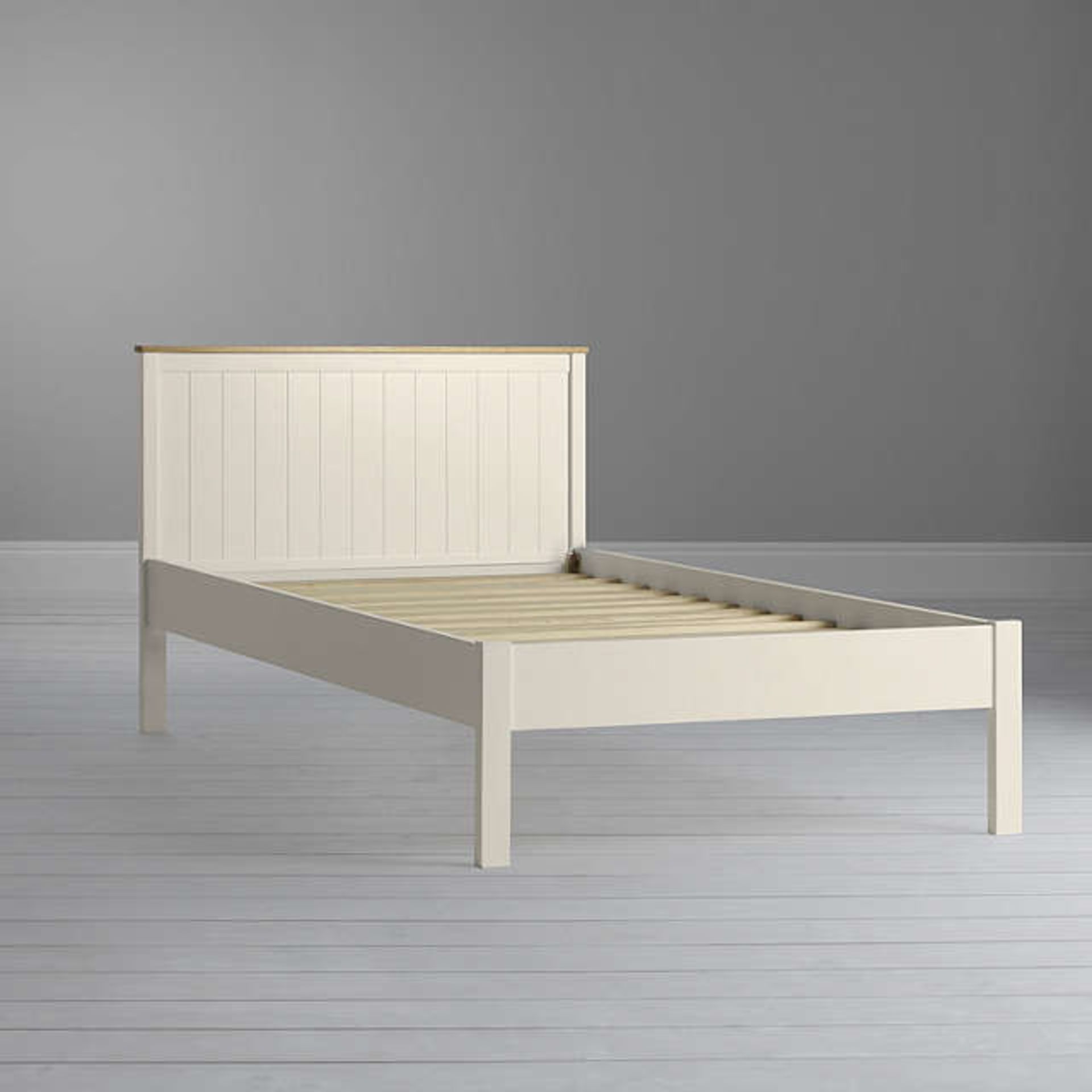 1 x BOXED 150 CM KING SIZE DARTON GROOVE BED IN SOFT WHITE AND OAK (12/10/17) (2429357) *PLEASE NOTE