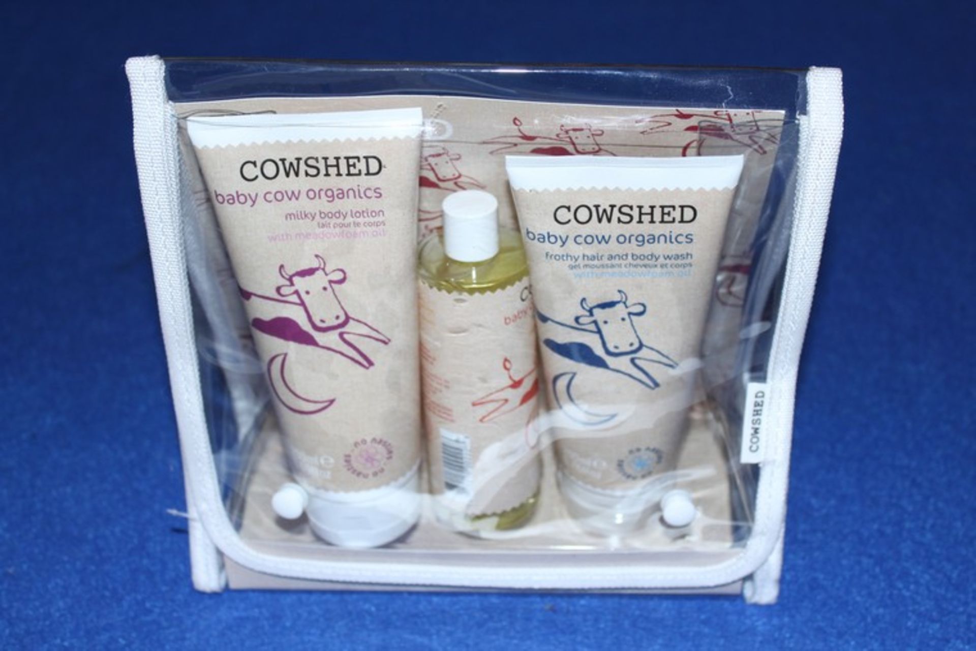 10 x COW SHED BABY GIFT SET TO INCLUDE MILK BODY LOTION, FROFFY HAIR AND BODY WASH AND MASSAGE