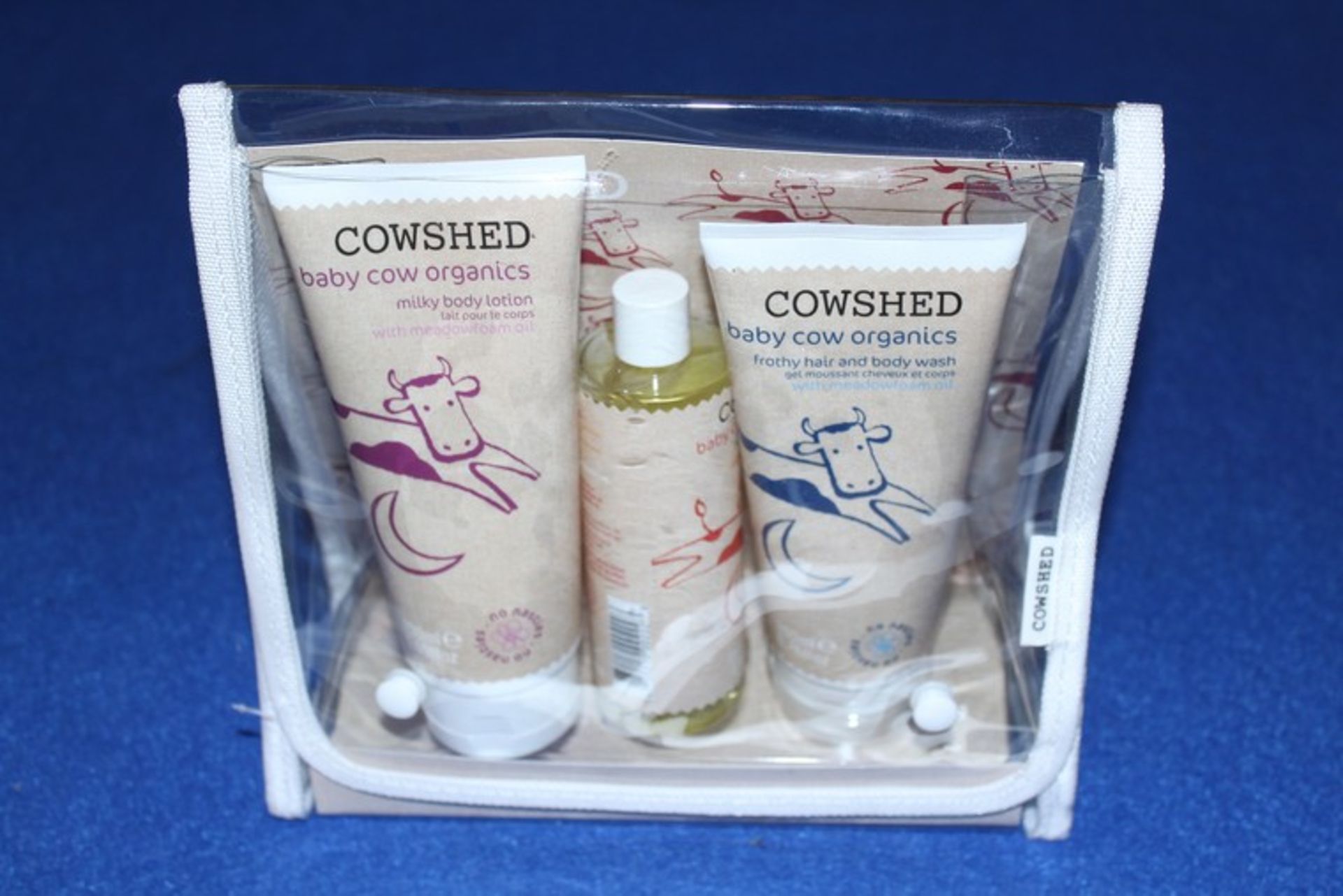 10 x COW SHED BABY GIFT SET TO INCLUDE MILK BODY LOTION, FROFFY HAIR AND BODY WASH AND MASSAGE