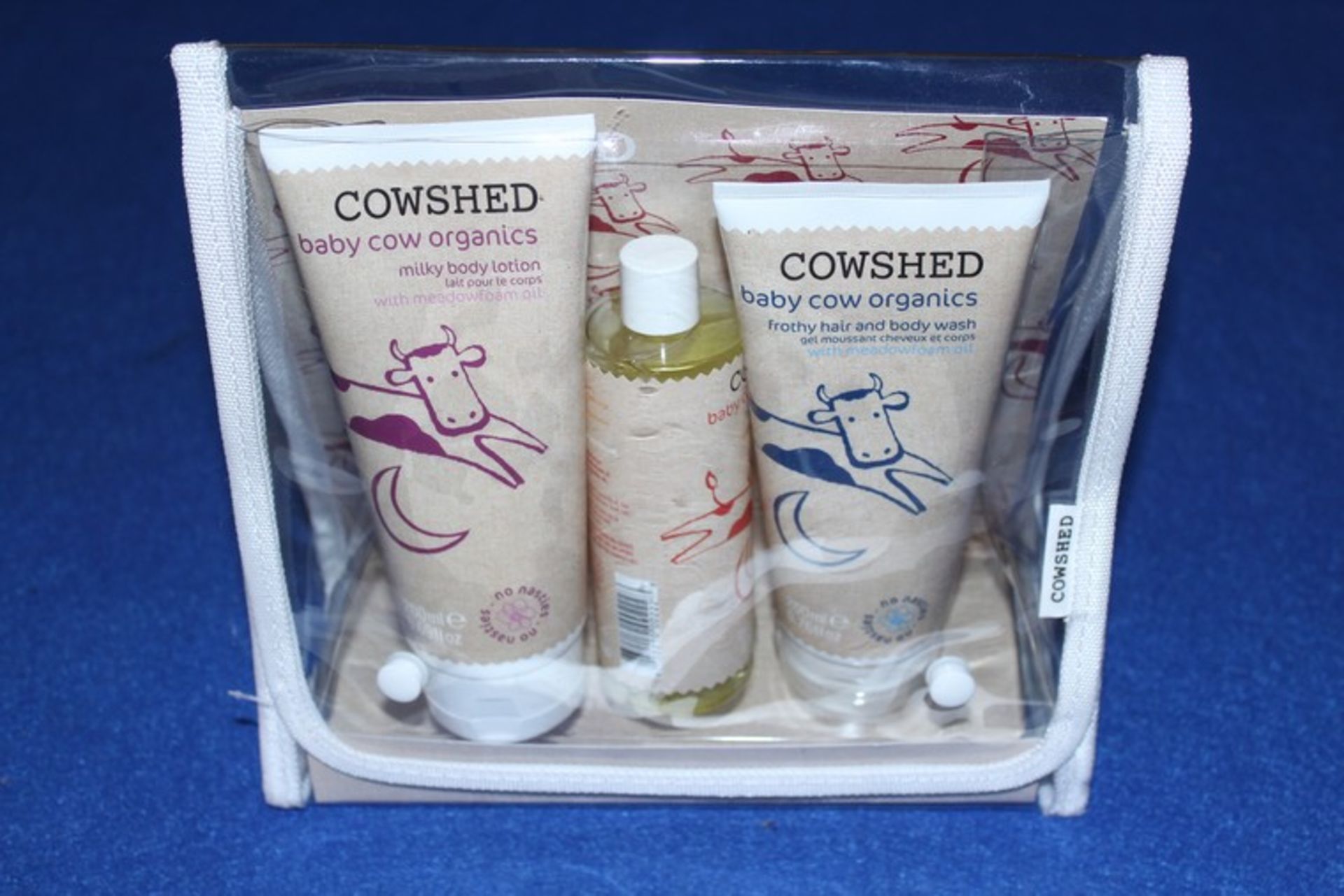 10 x COW SHED BABY GIFT SET TO INCLUDE MILK BODY LOTION, FROFFY HAIR AND BODY WASH AND MASSAGE