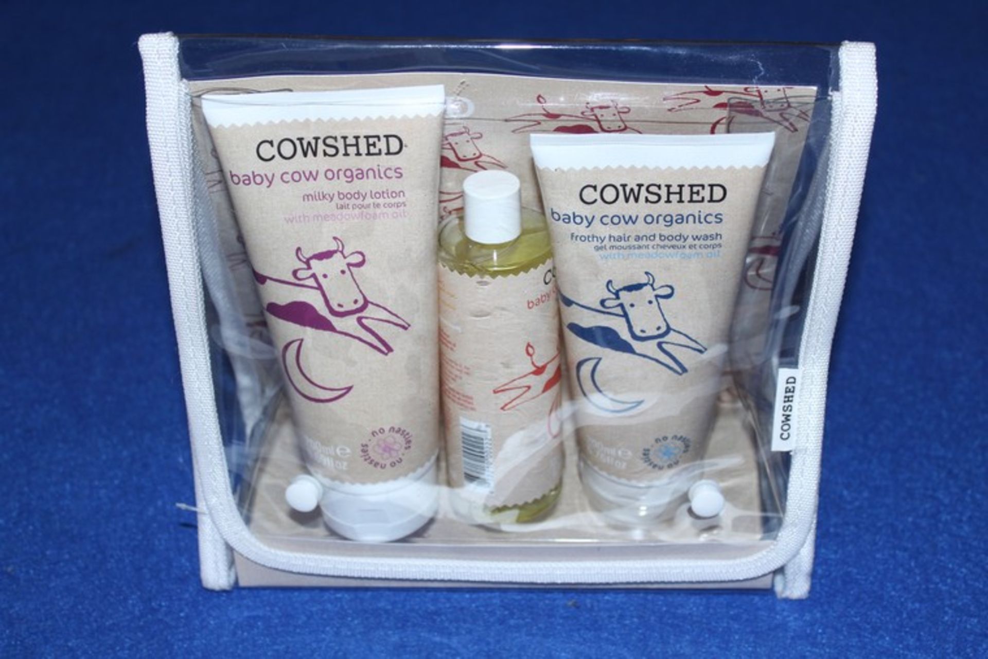 10 x COW SHED BABY GIFT SET TO INCLUDE MILK BODY LOTION, FROFFY HAIR AND BODY WASH AND MASSAGE