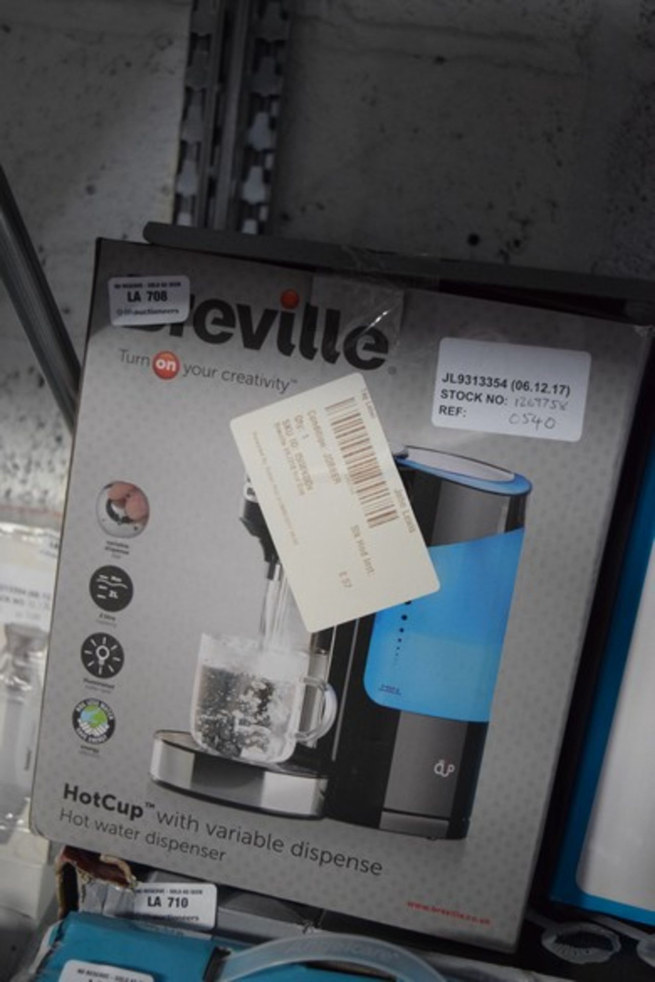 1 x BOXED BREVILLE HOT WATER DISPENSER RRP £55 06.12.17 1269758 *PLEASE NOTE THAT THE BID PRICE IS