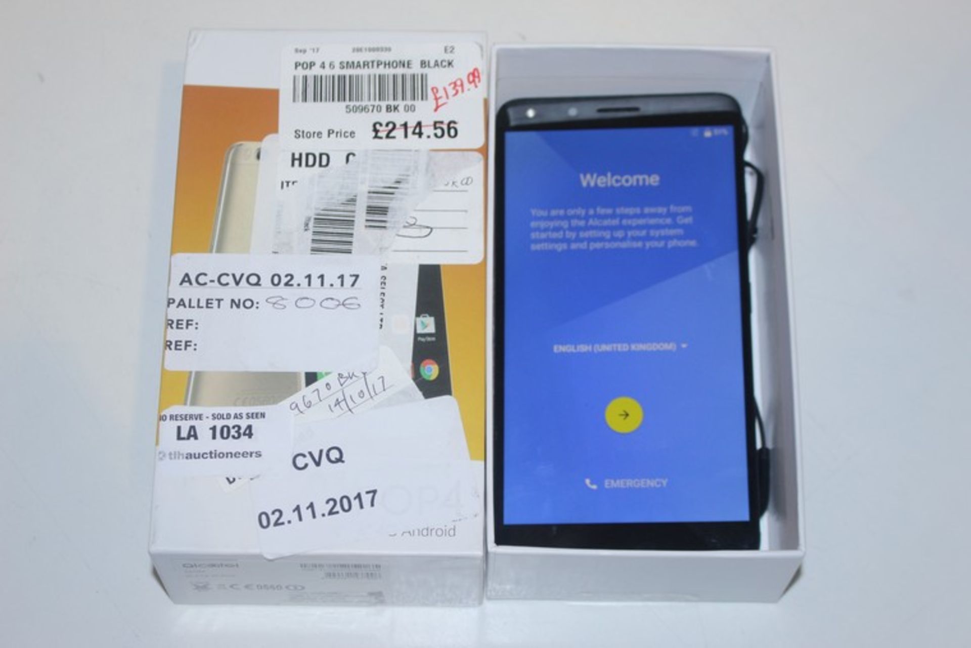 1 x BOXED ALCATEL POP FOUR SIX SMARTPHONE IN BLACK RRP £140 (02/11/17) (8006) *PLEASE NOTE THAT