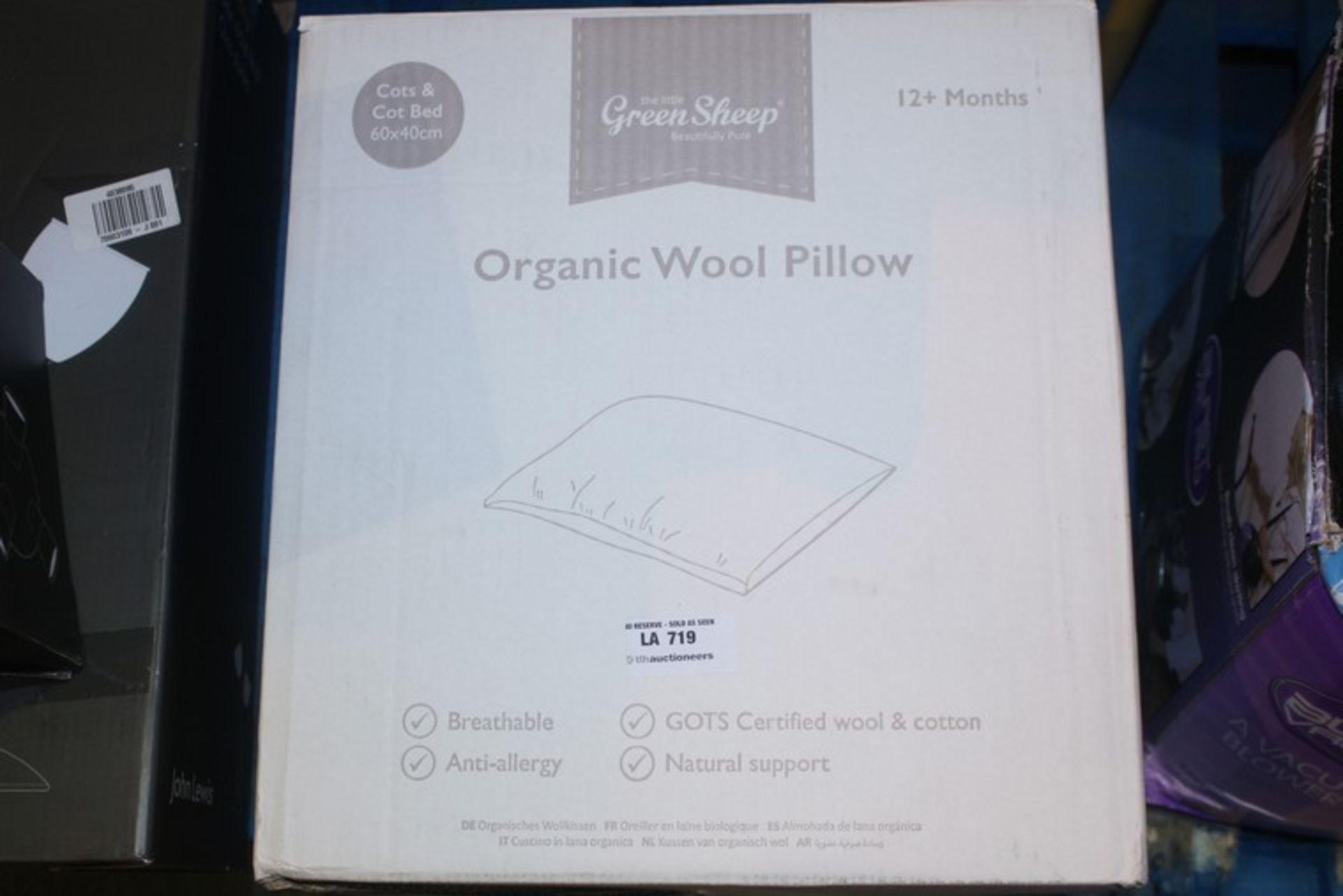 1 x BOXED THE LITTLE GREEN SLEEP WOOL PILLOW *PLEASE NOTE THAT THE BID PRICE IS MULTIPLIED BY THE