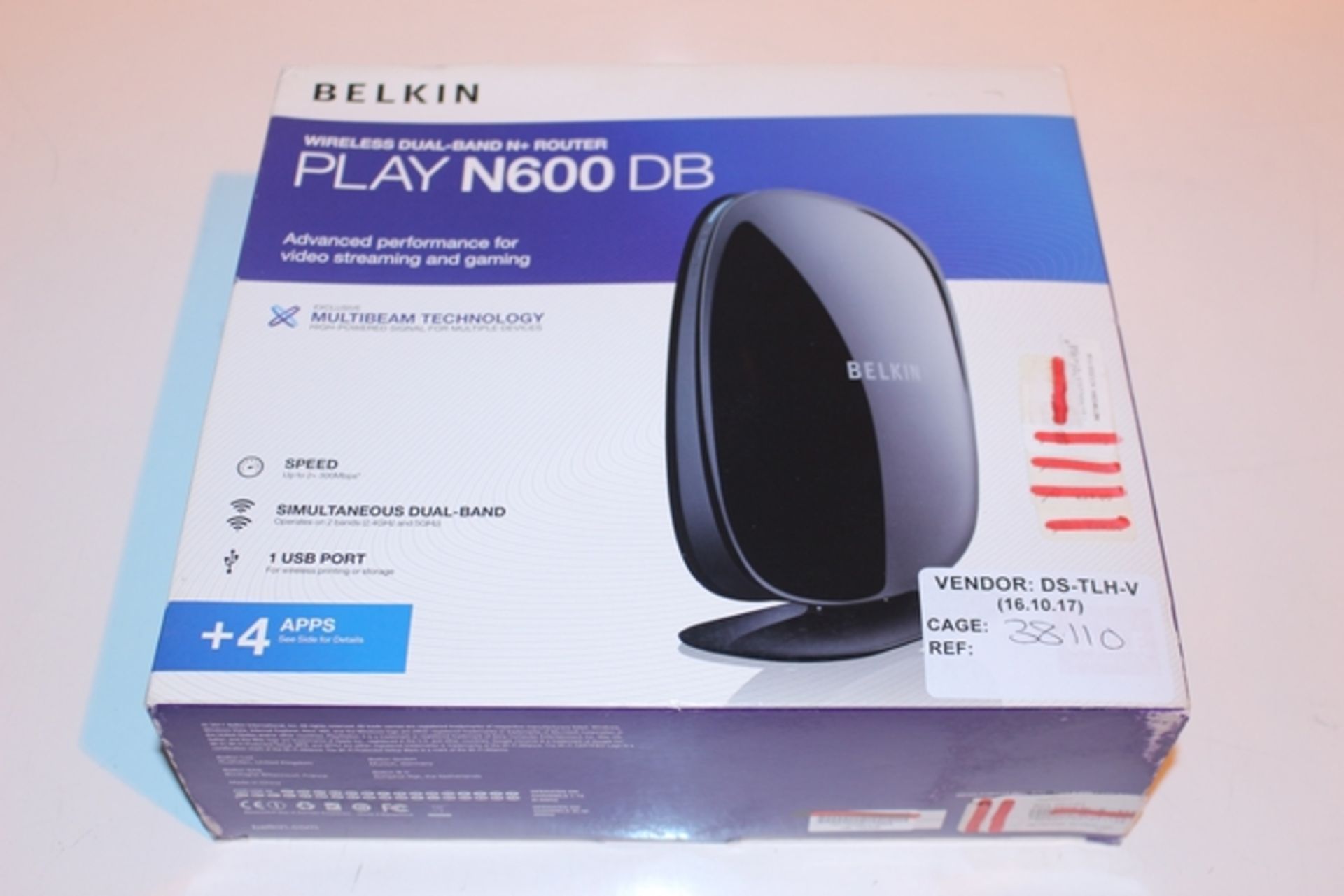 1X BOXED BELKIN WIRELESS DUAL BAND N PLUS ROUTER N600DB RRP £60 (DS-TLH-V) (38.110)