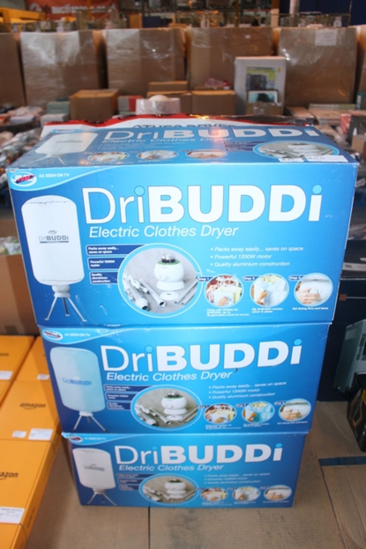 1X LOT TO CONTAIN 3 BOXED DRI BUDDI ELECTRIC CLOTHES DRYER (AC-LMJ)