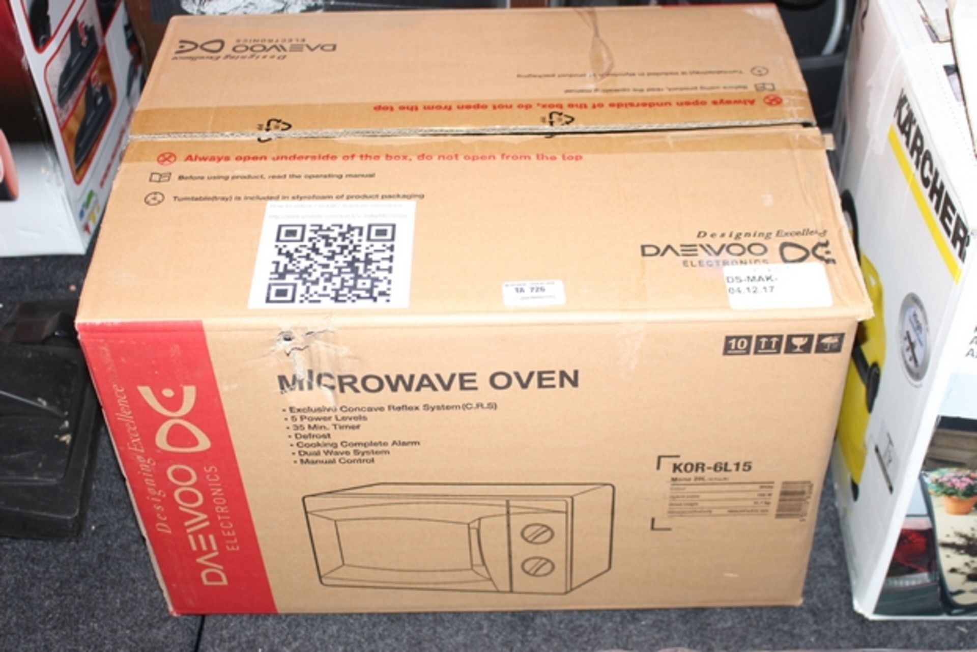 1X BOXED DAEWOO MICROWAVE OVEN (DS-MAK-PORT) (04/12/17)